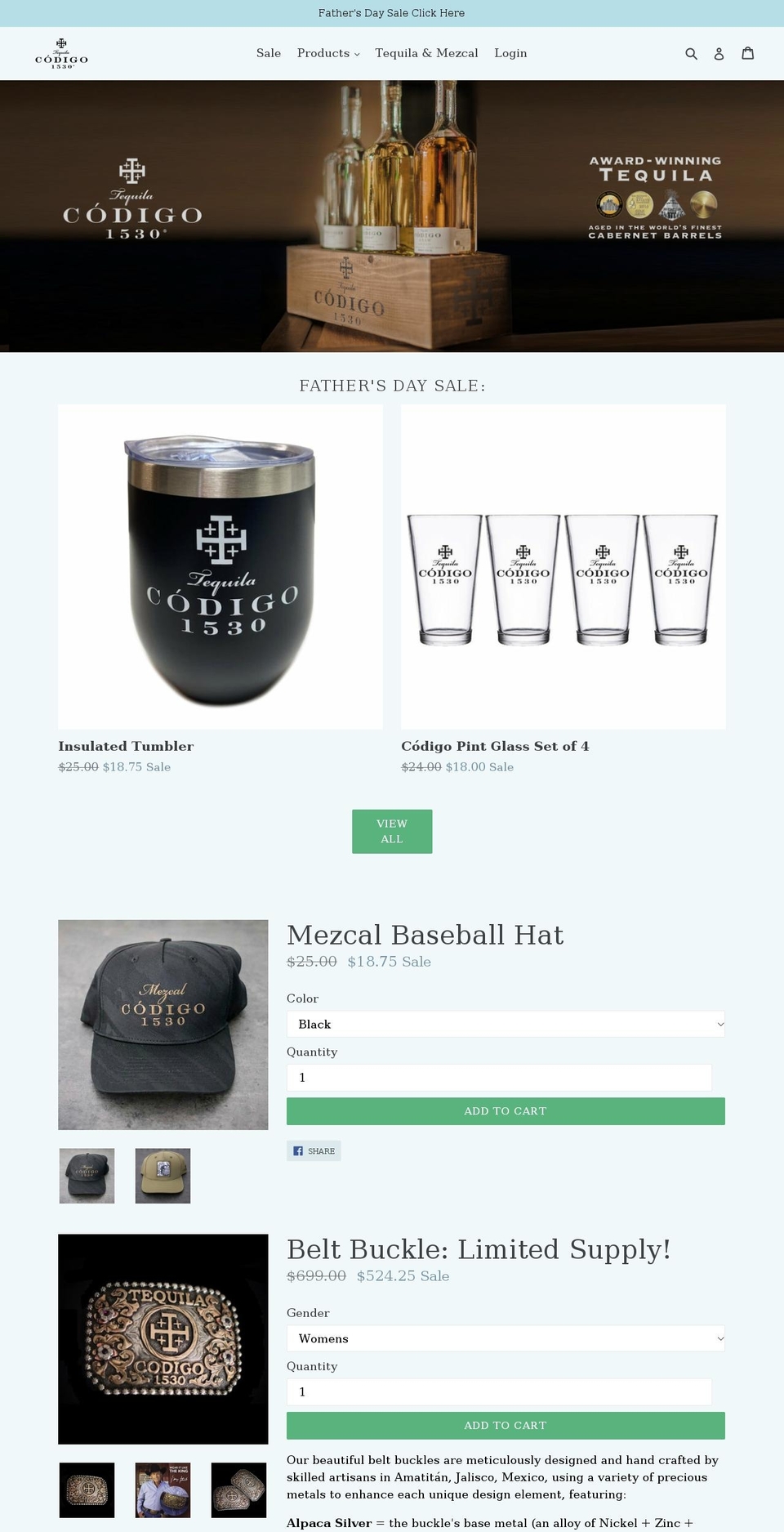 codigo1530shop.com — Shopify storefront screenshot