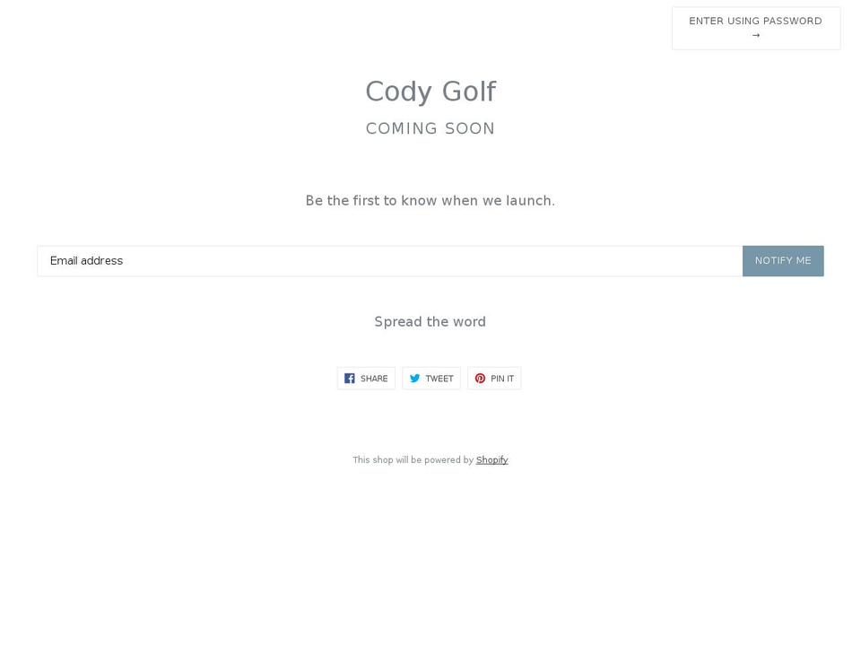 codygolf.com shopify website screenshot