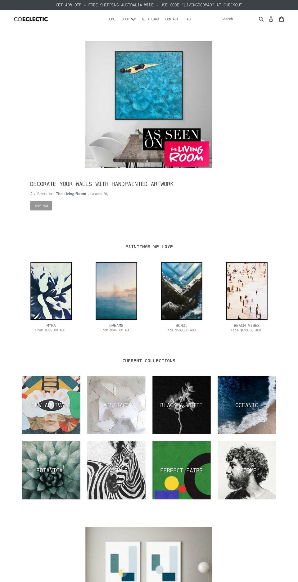 coeclectic.com shopify website screenshot