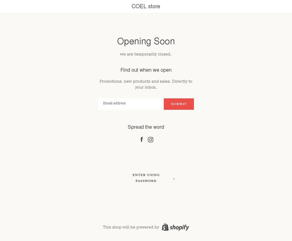 coel-store.myshopify.com shopify website screenshot