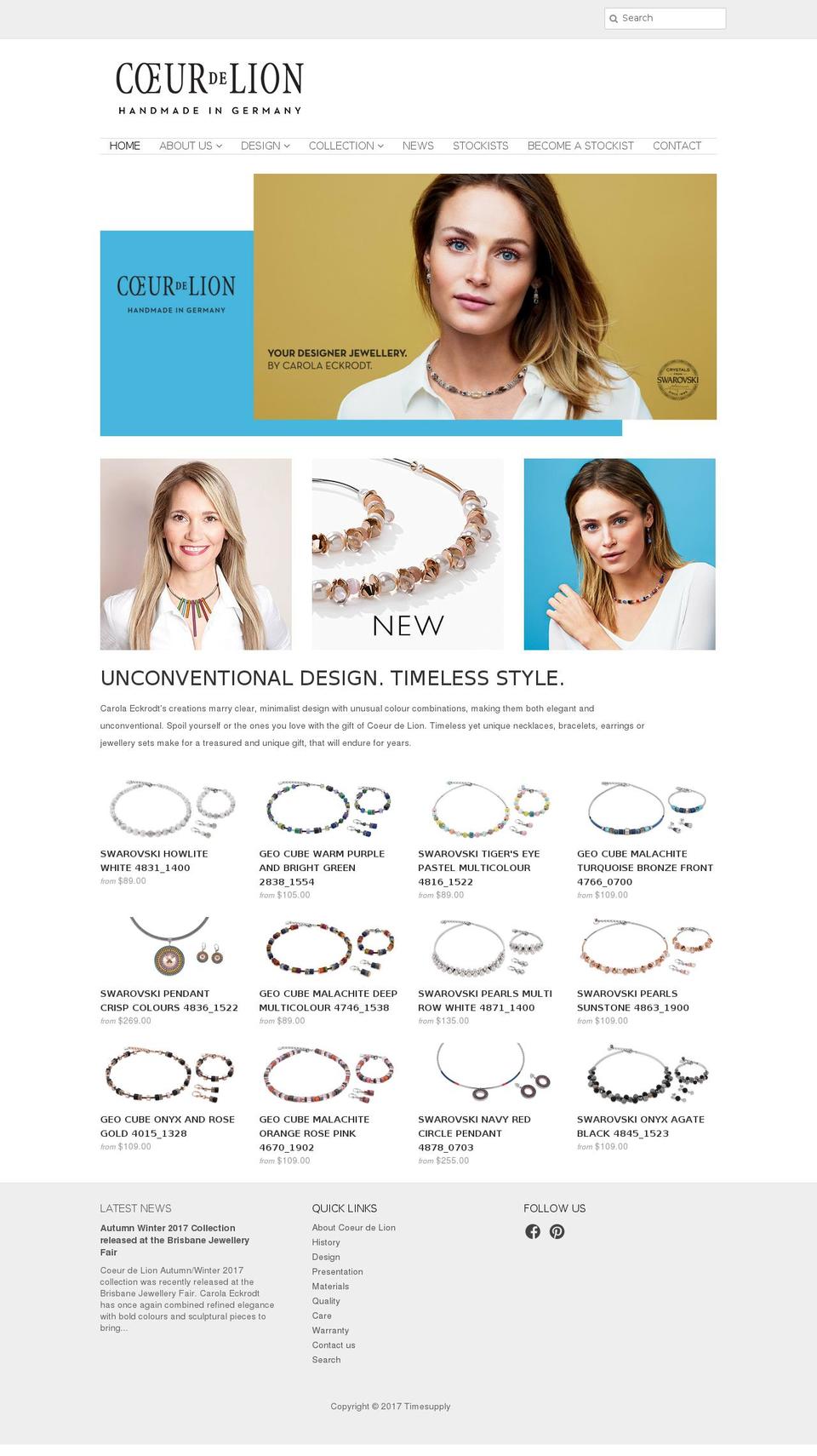 coeurdelionjewellery.com.au shopify website screenshot