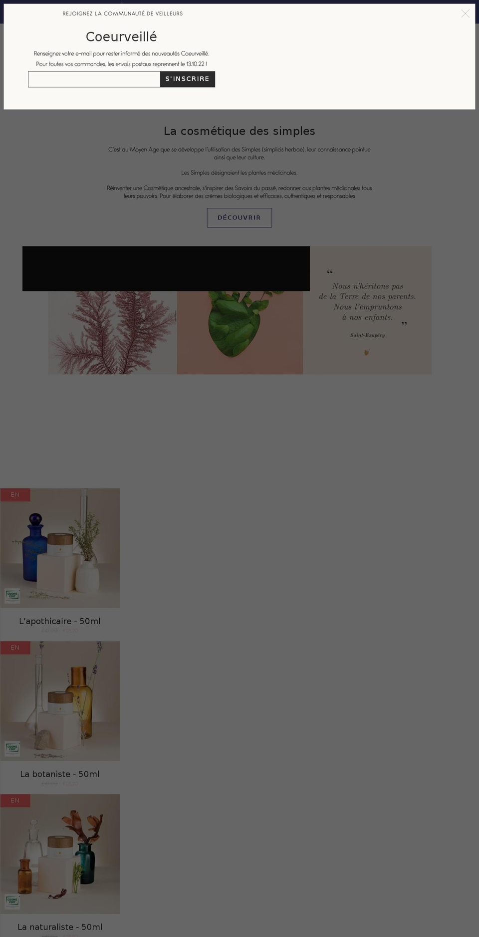 coeurveille.fr shopify website screenshot