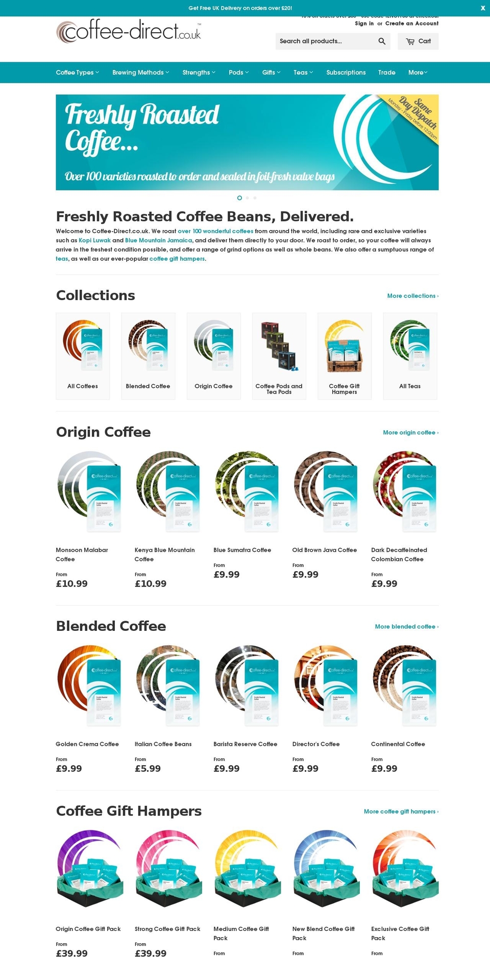 coffee-direct.co.uk shopify website screenshot