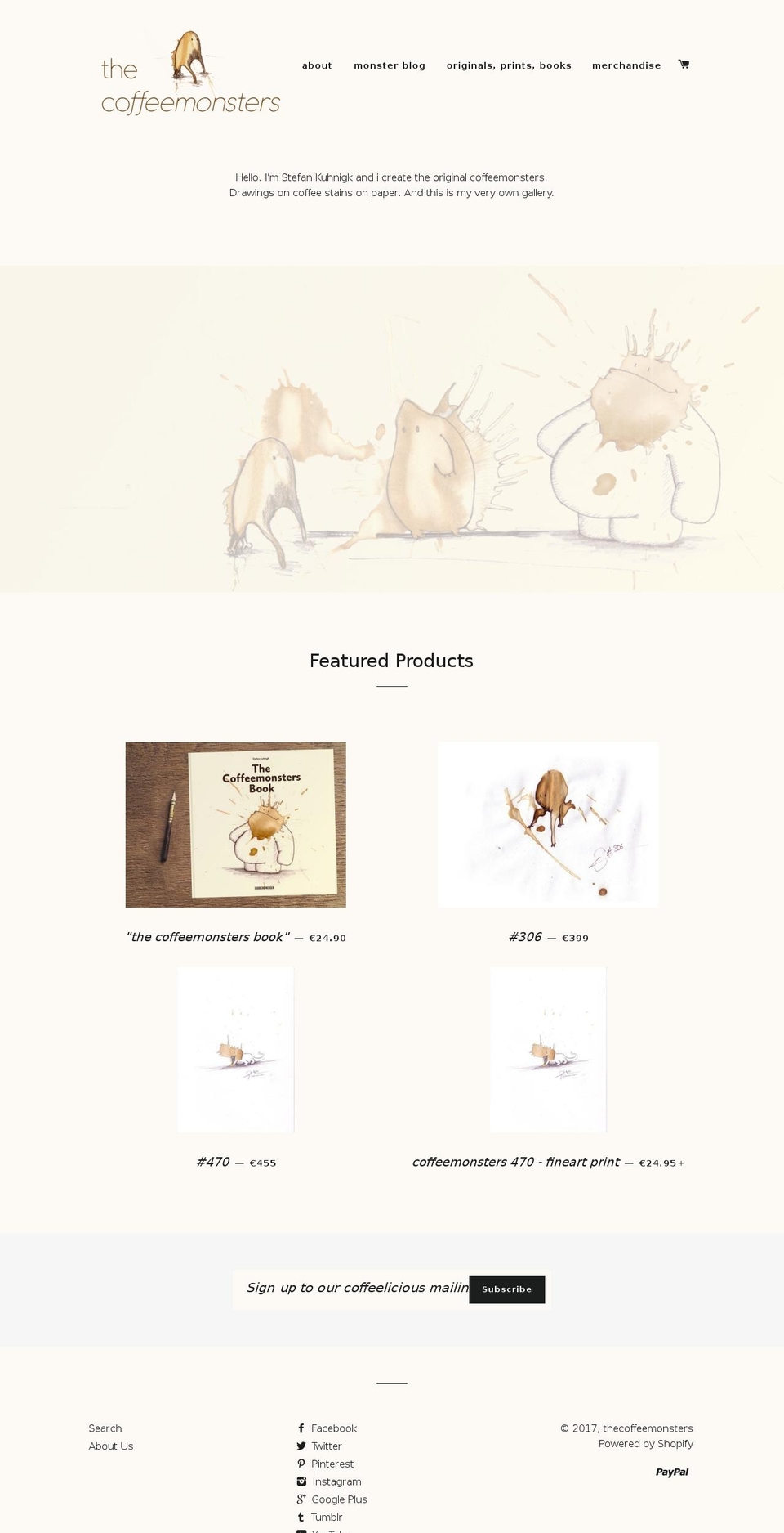 coffee-monsters.com shopify website screenshot