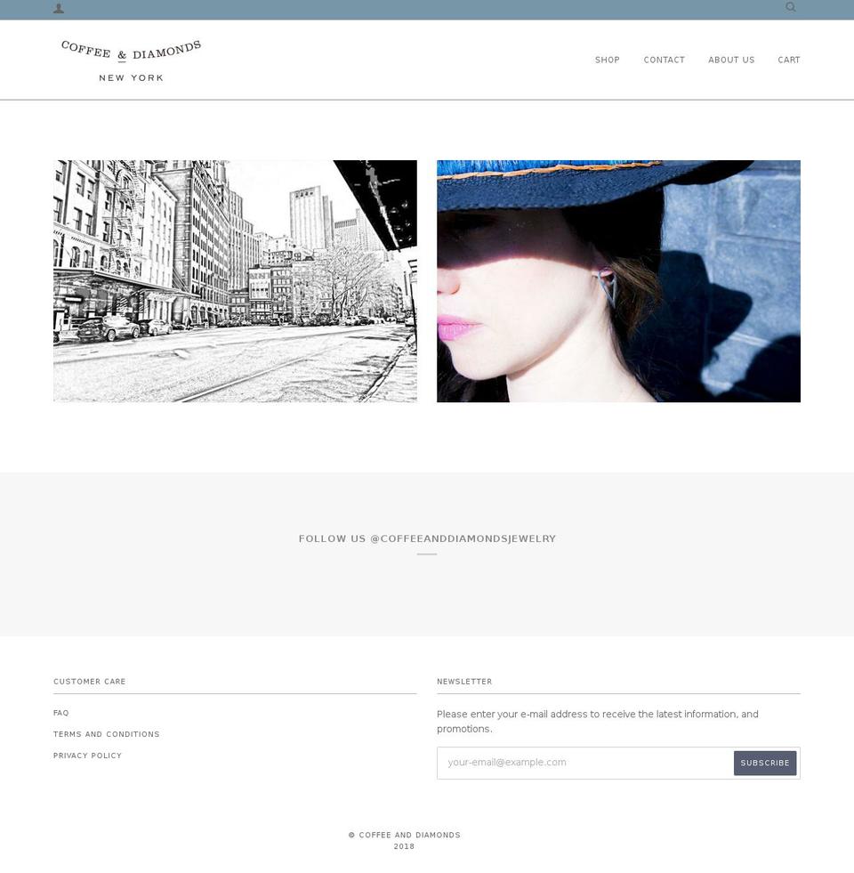 coffeeanddiamonds.com — Shopify storefront screenshot