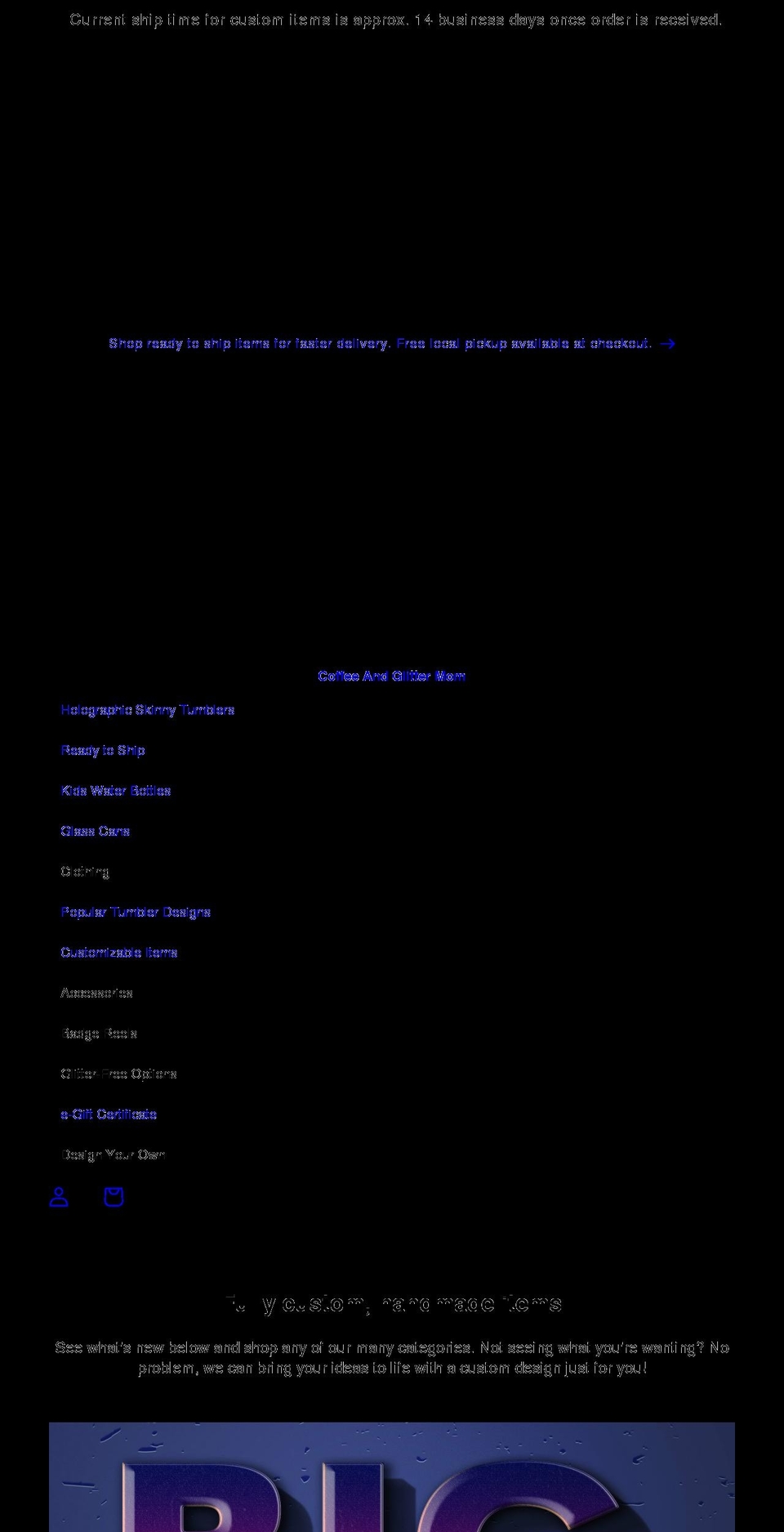 coffeeandglittermom.com shopify website screenshot