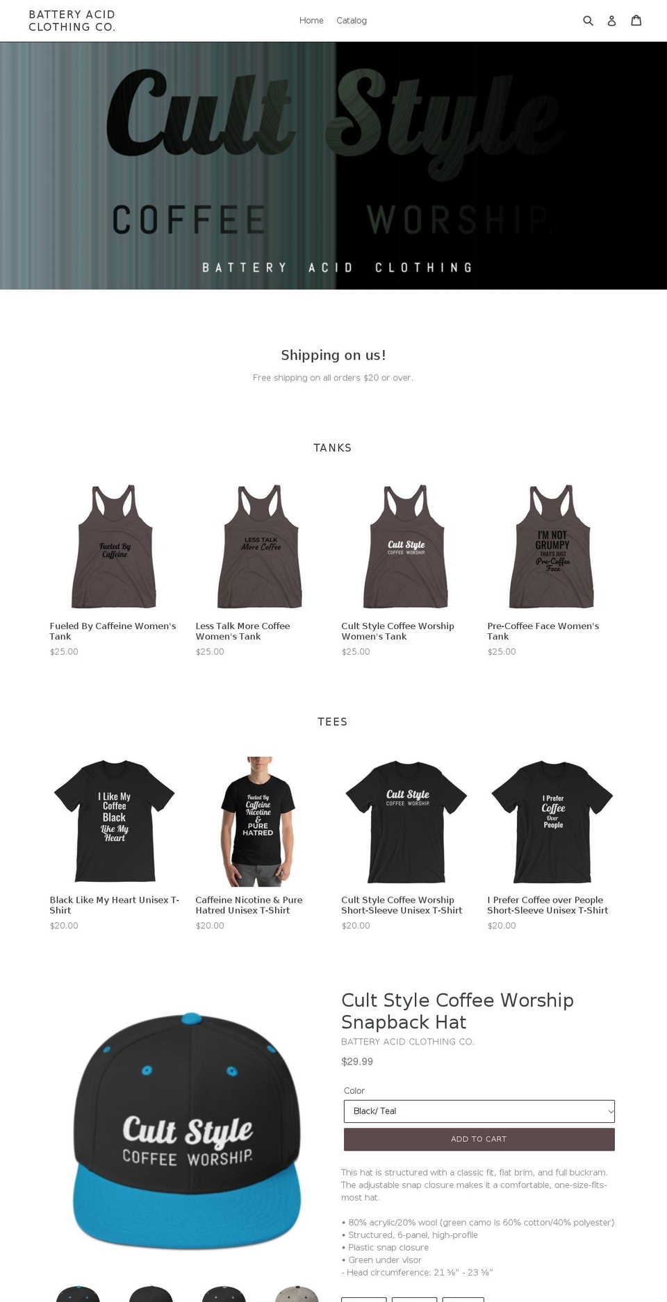 coffeeandleggings.com — Shopify storefront screenshot