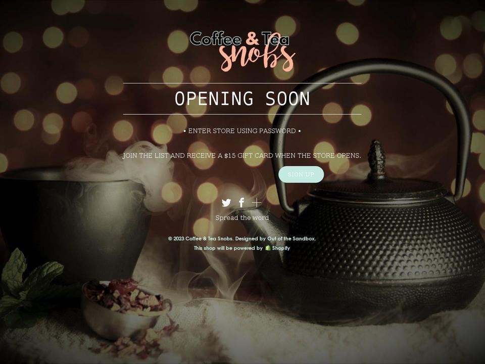 coffeeandteasnobs.com — Shopify storefront screenshot
