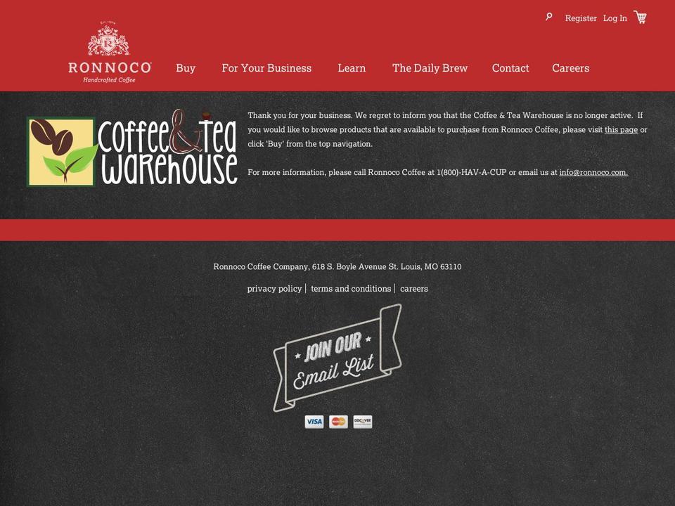 coffeeandteawarehouse.com — Shopify storefront screenshot