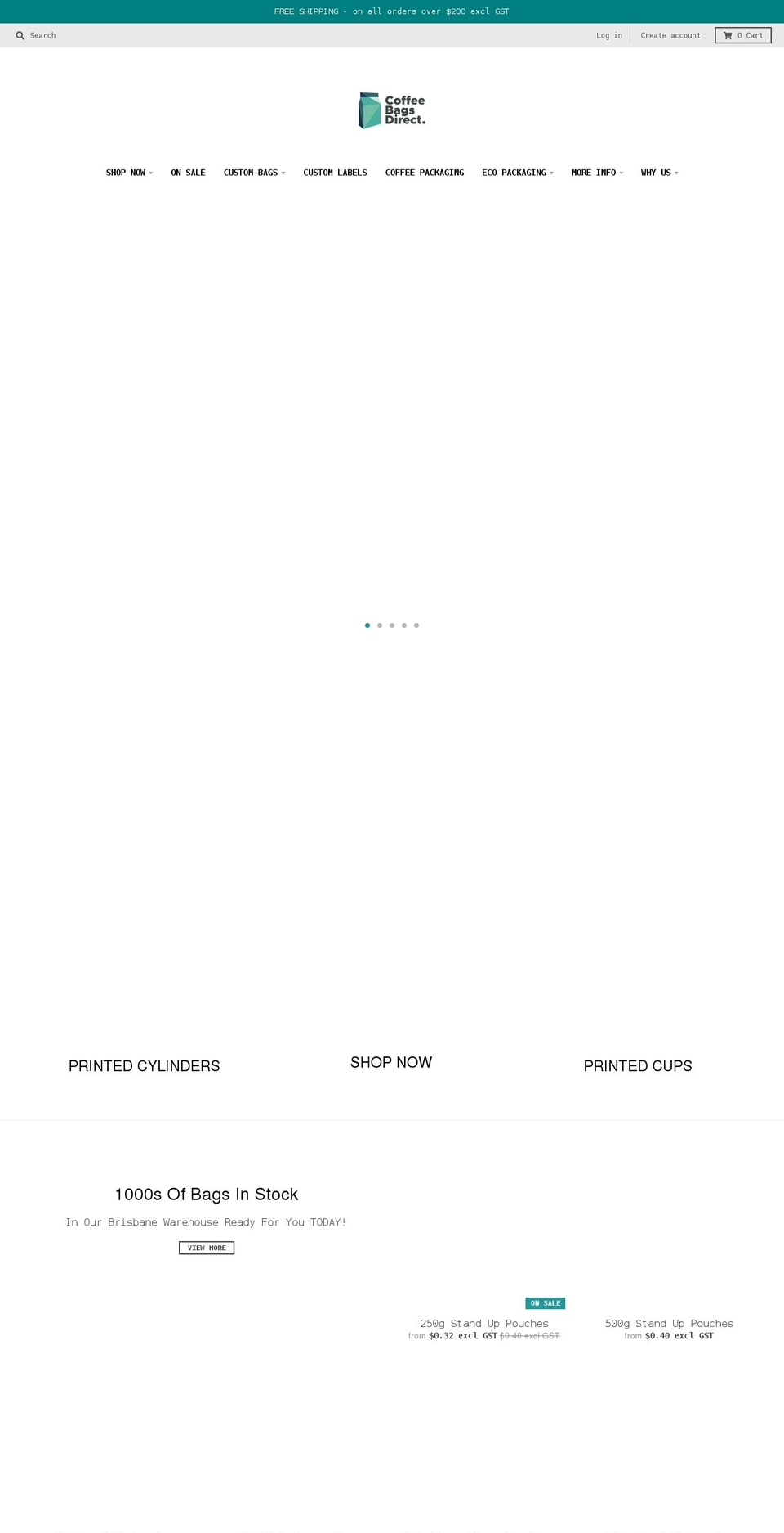 coffeebagsdirect.com.au shopify website screenshot