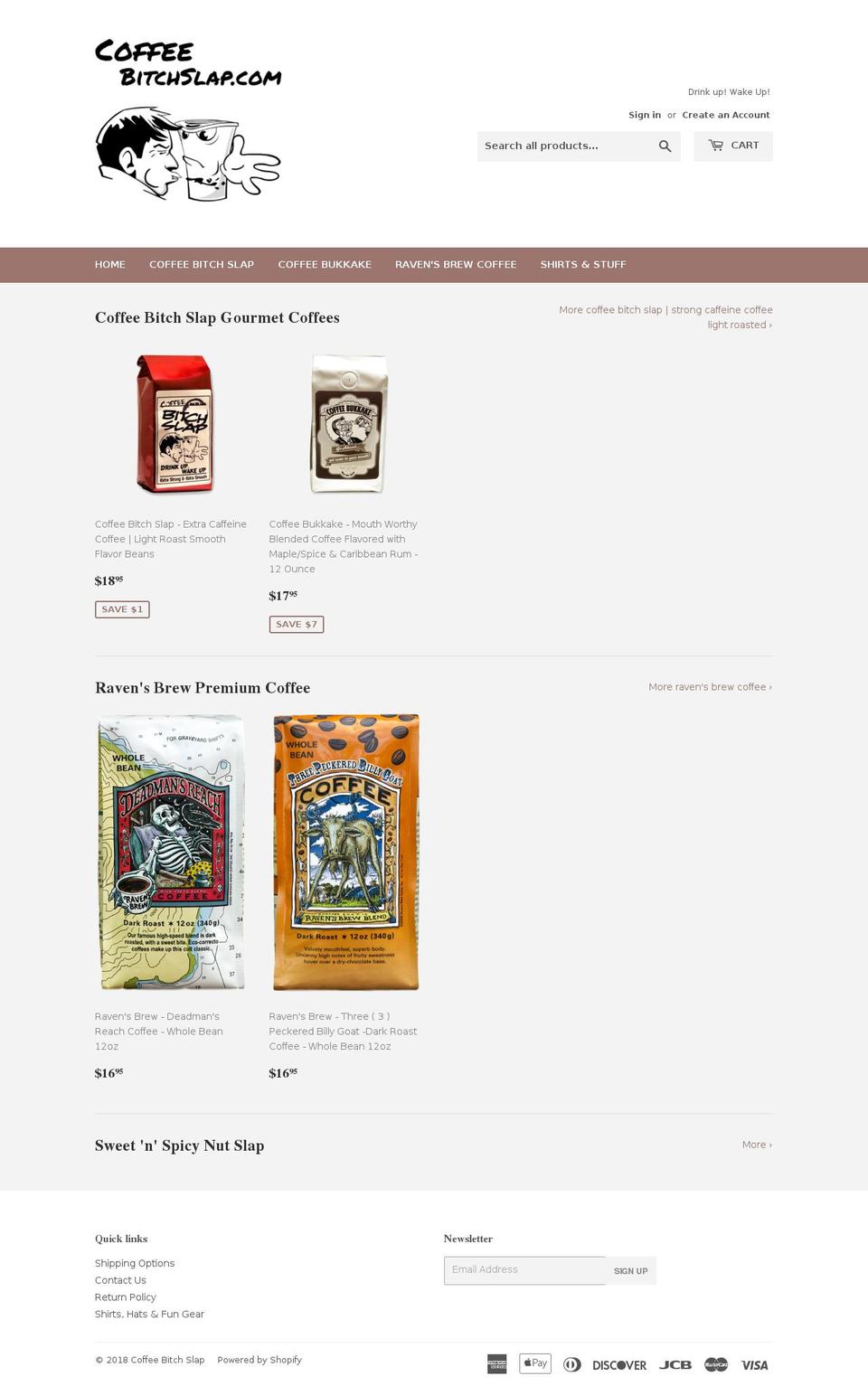 coffeebitchslap.com shopify website screenshot
