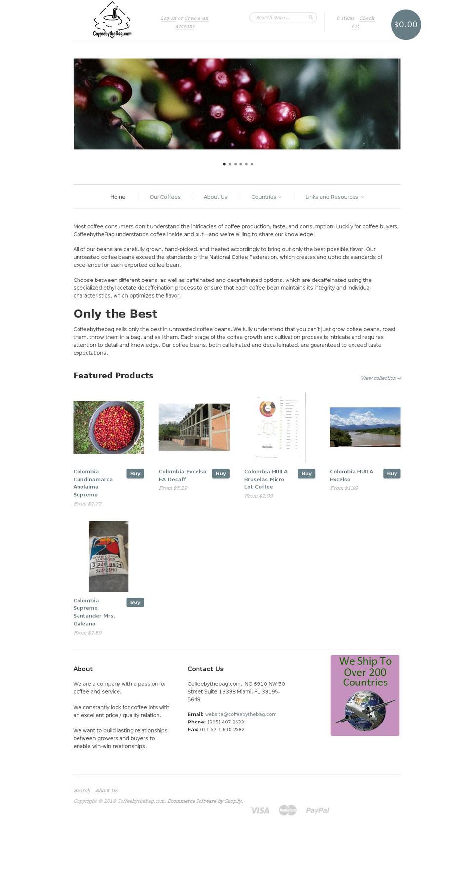 coffeebythebag.com shopify website screenshot