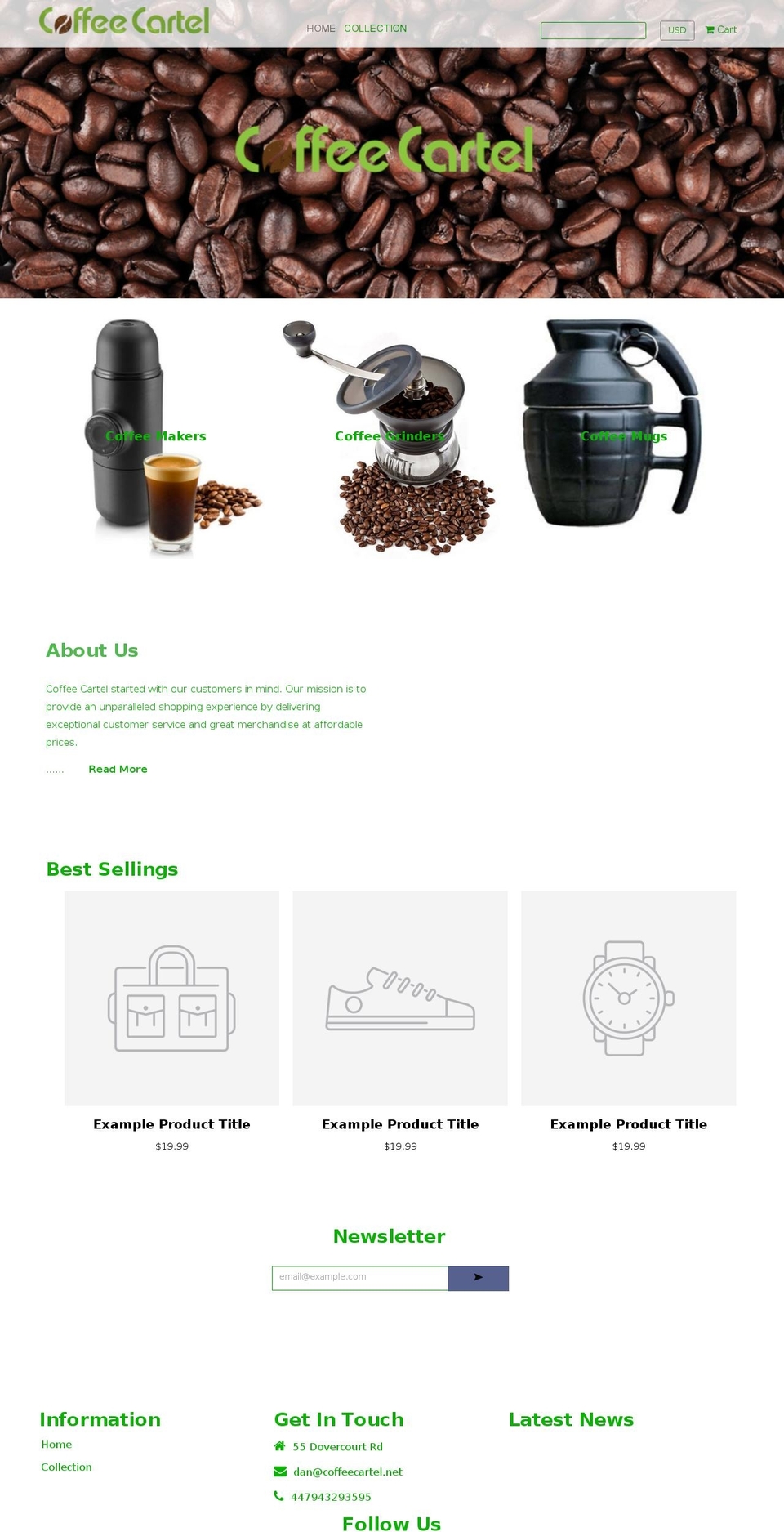 Homey Shopify theme site example coffeecartel.net