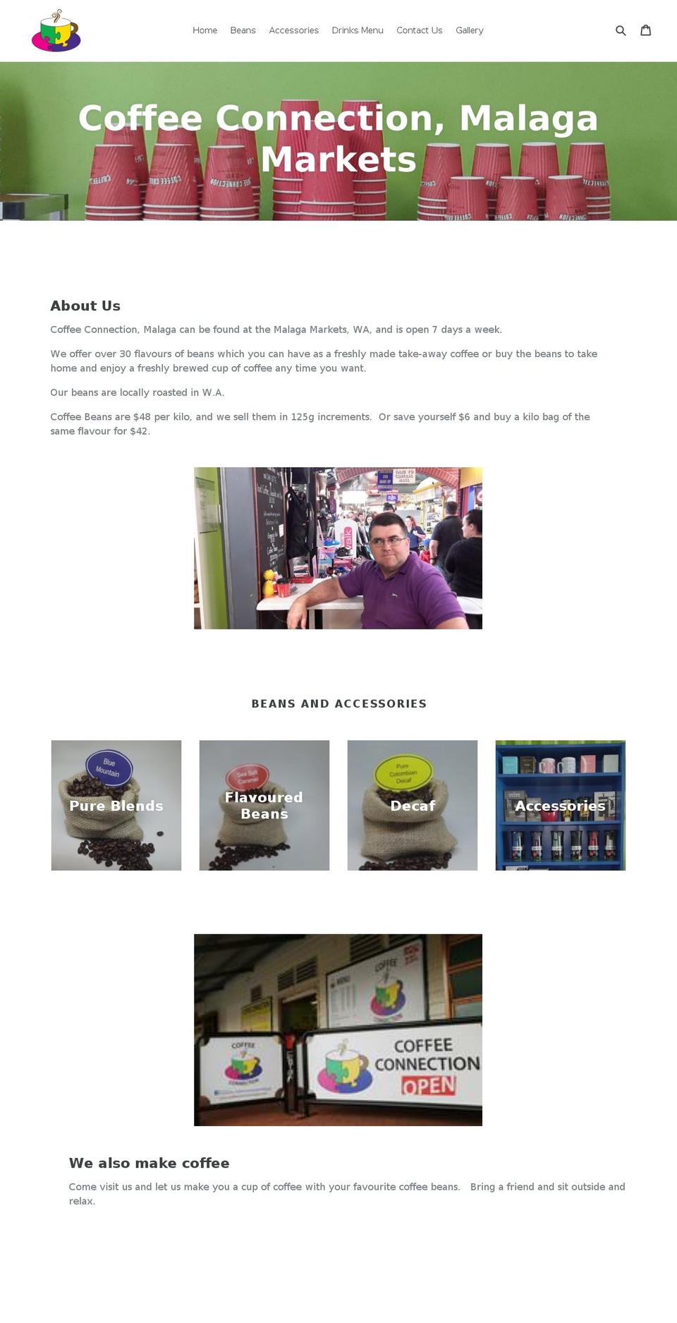 coffeeconnectmalaga.com shopify website screenshot