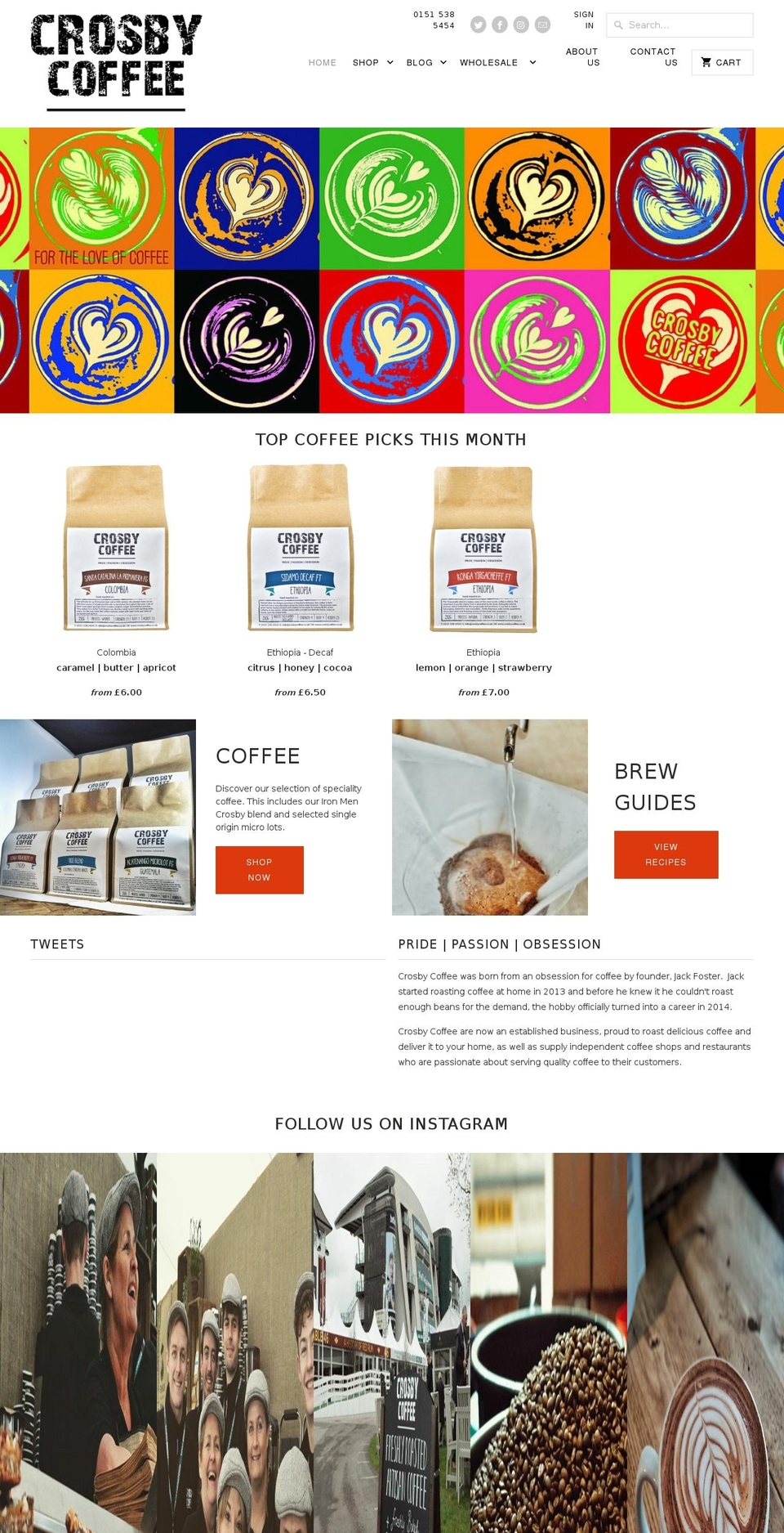 coffeecrosby.com shopify website screenshot
