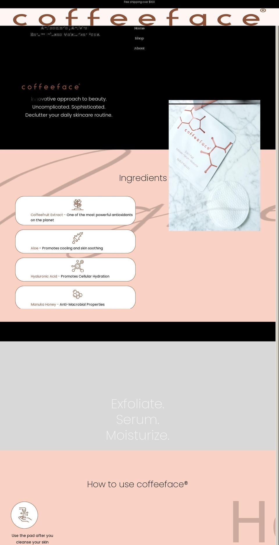 coffeeface.com shopify website screenshot