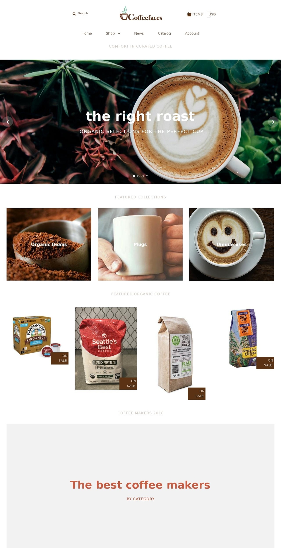 coffeefaces.com — Shopify storefront screenshot