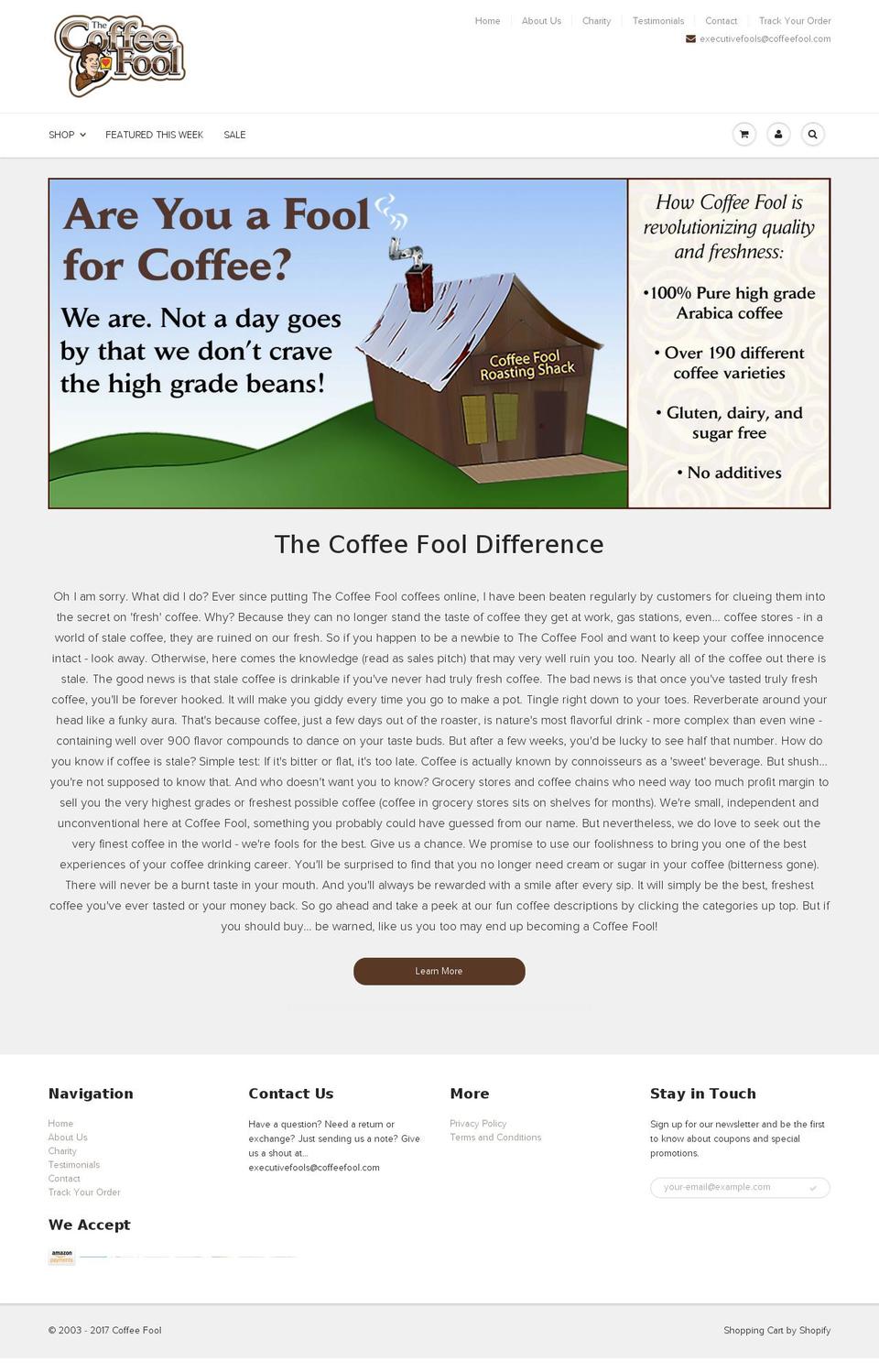 coffeefool.org shopify website screenshot