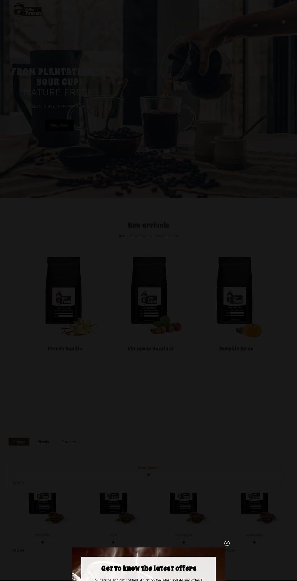 coffeefrozen.myshopify.com shopify website screenshot