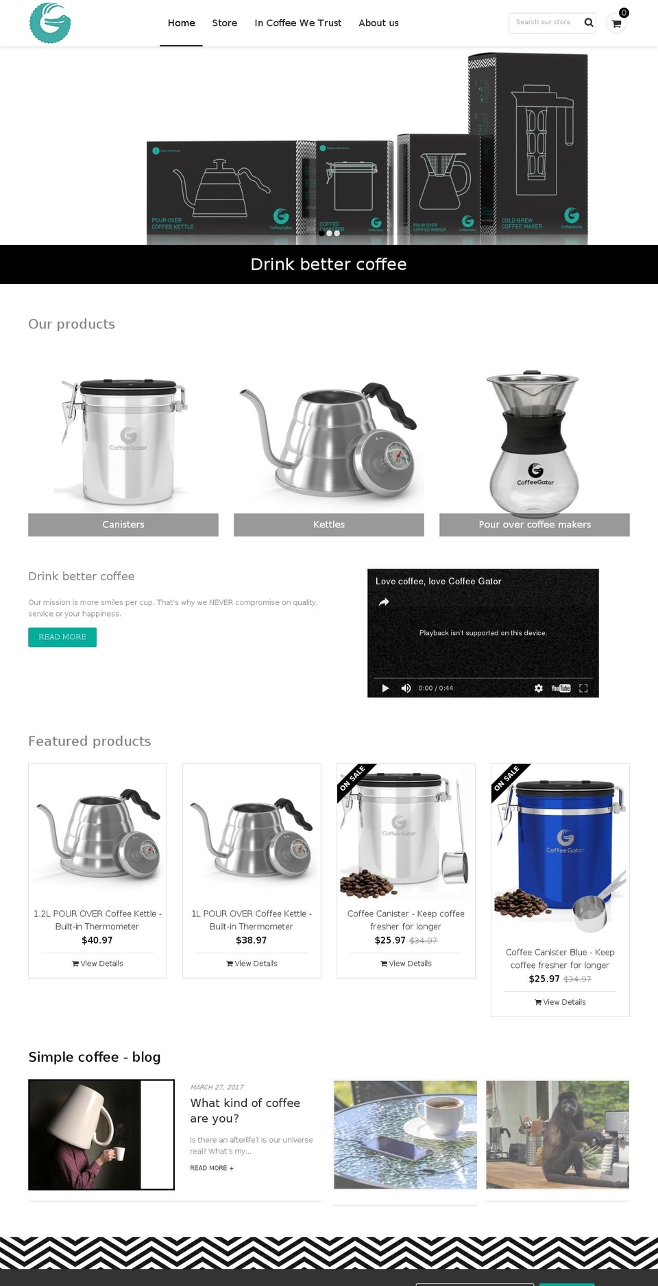 coffeegator.com shopify website screenshot