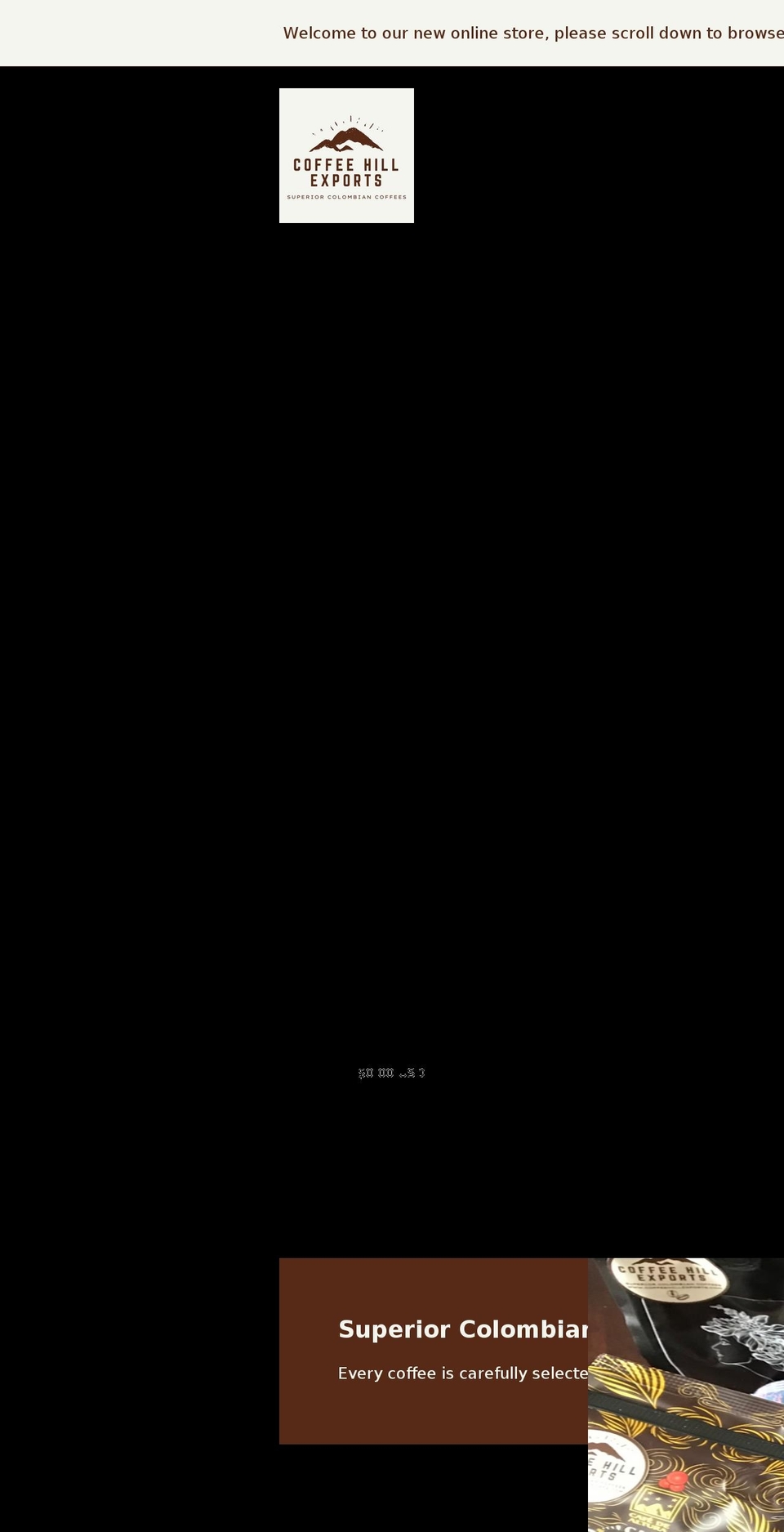 coffeehillexports.com shopify website screenshot