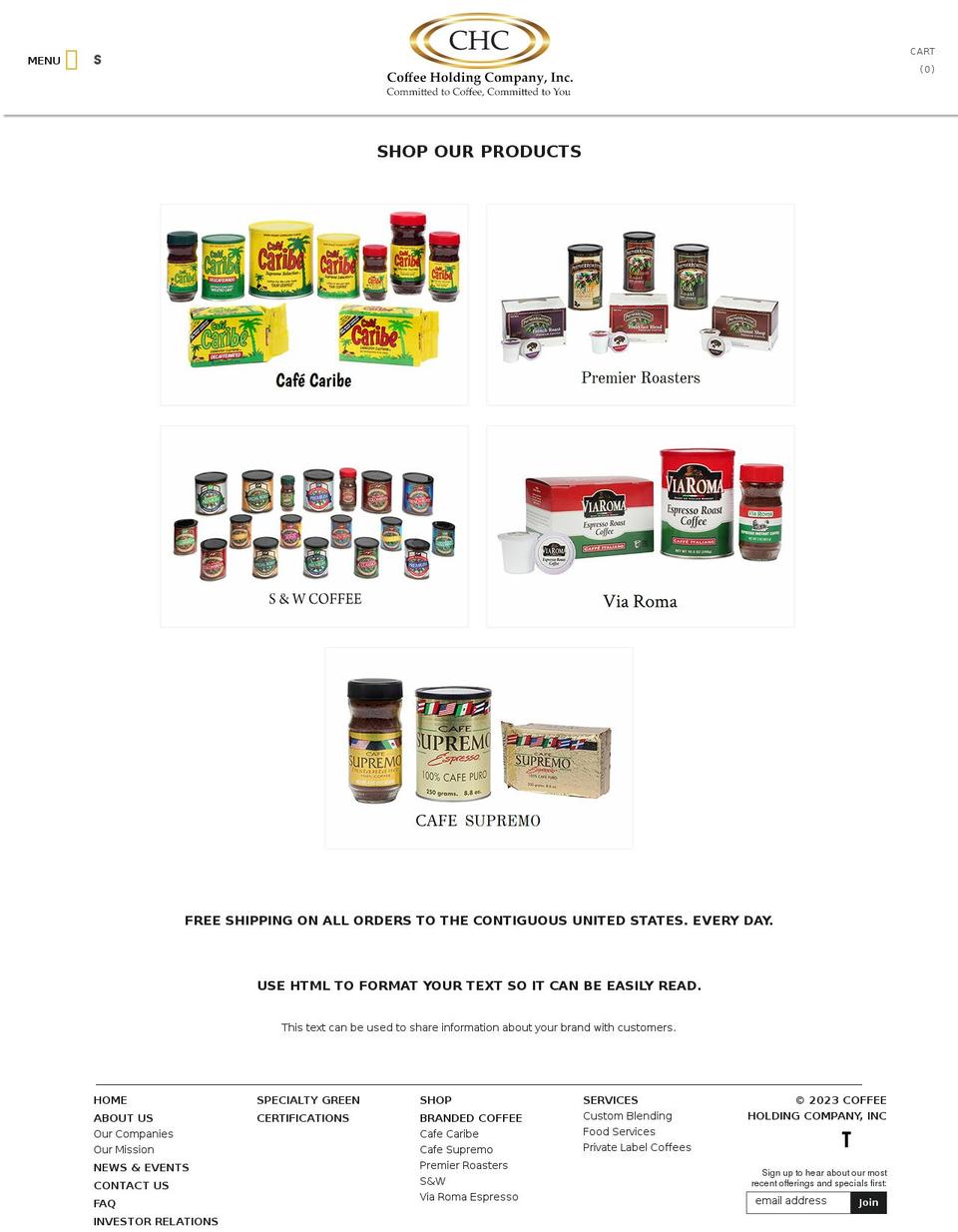 coffeeholding.myshopify.com shopify website screenshot