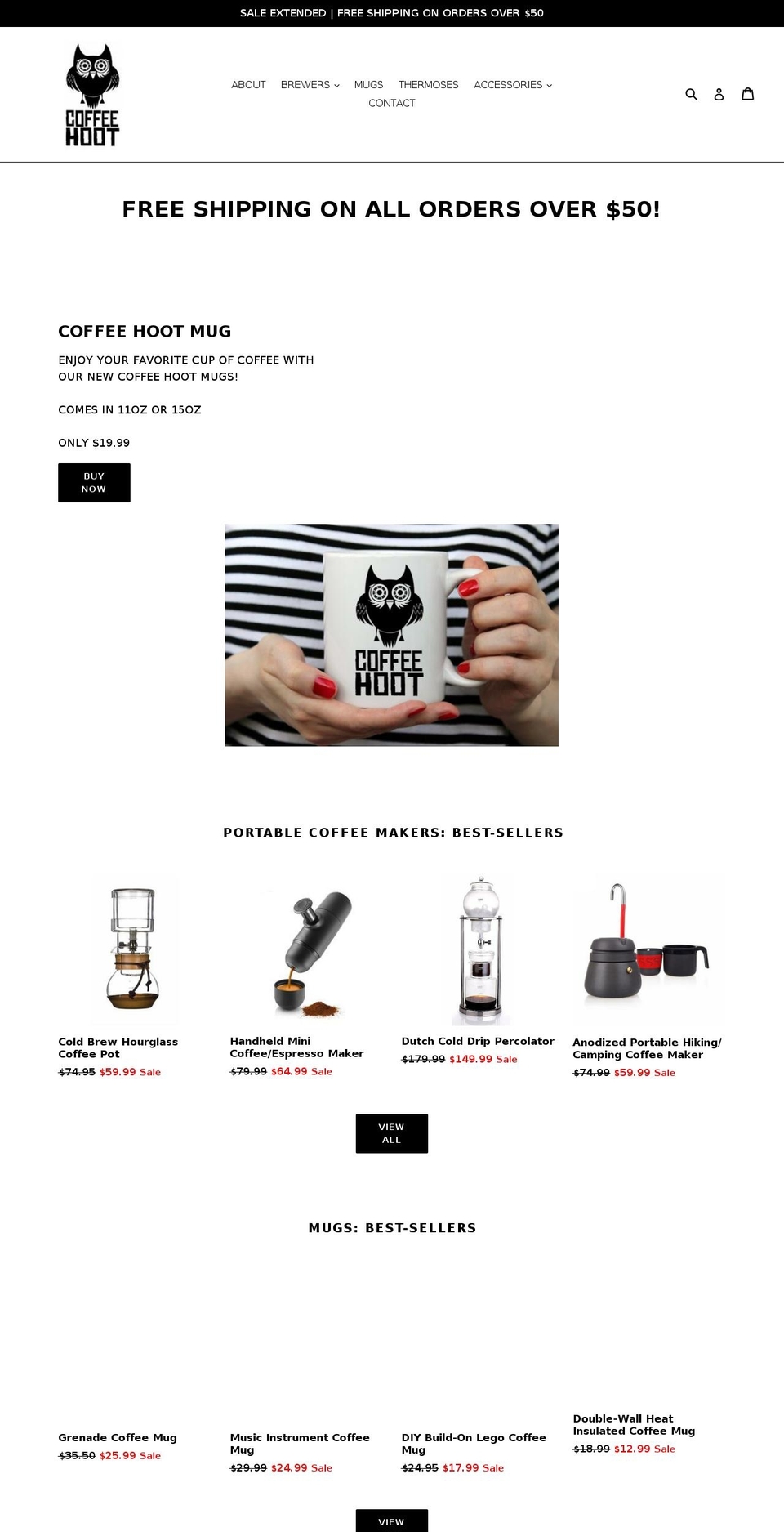 coffeehoot.net shopify website screenshot