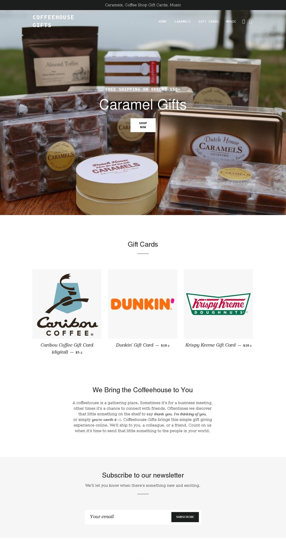 coffeehousegifts.com shopify website screenshot