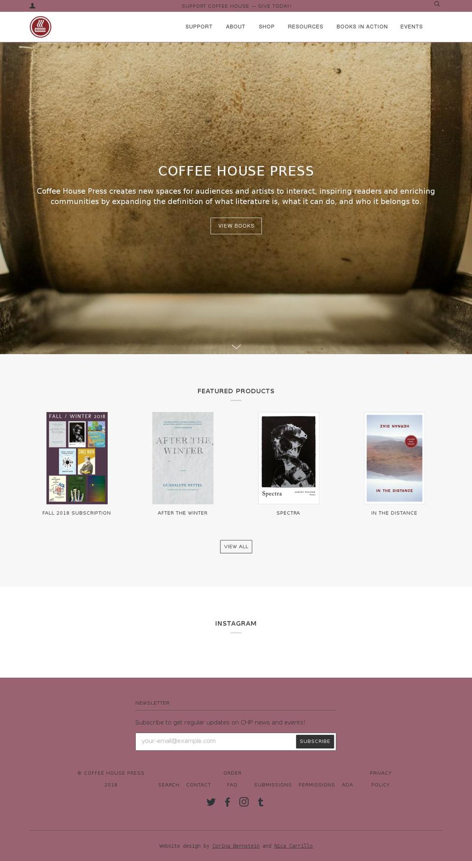 coffeehousepress.net shopify website screenshot