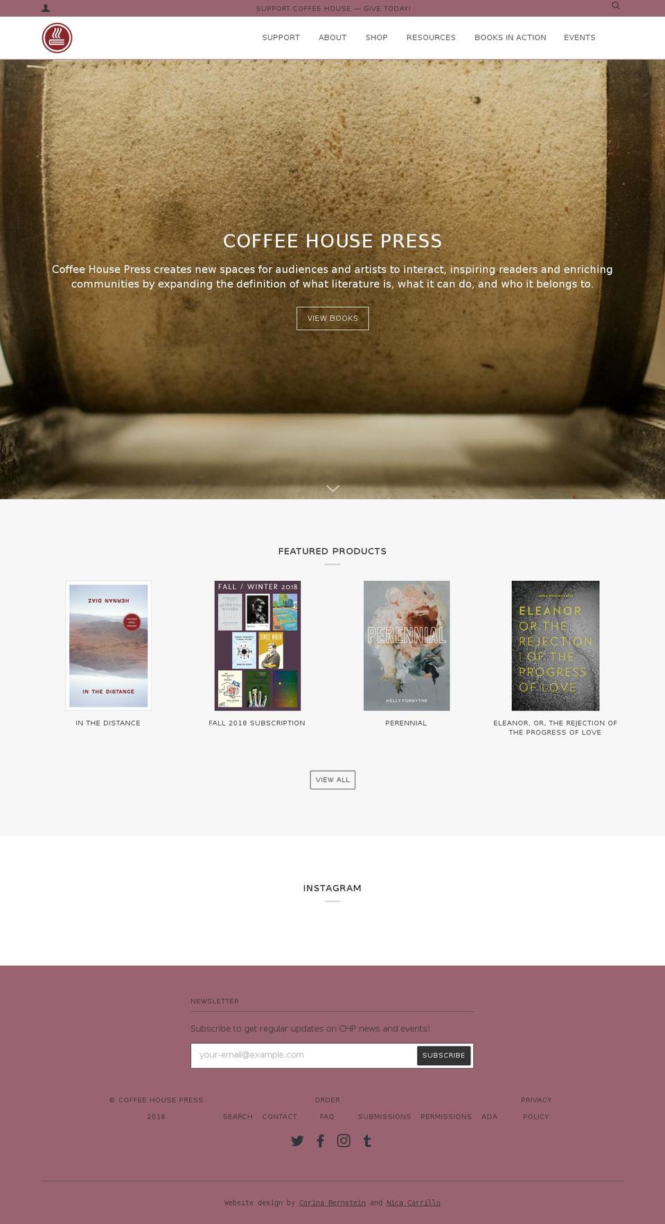 coffeehousepress.org shopify website screenshot