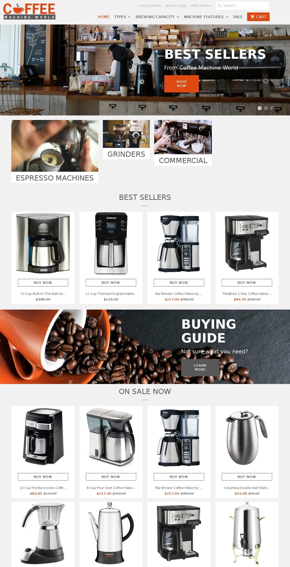 DSL Premium Shopify theme site example coffeemachineworld.com.au