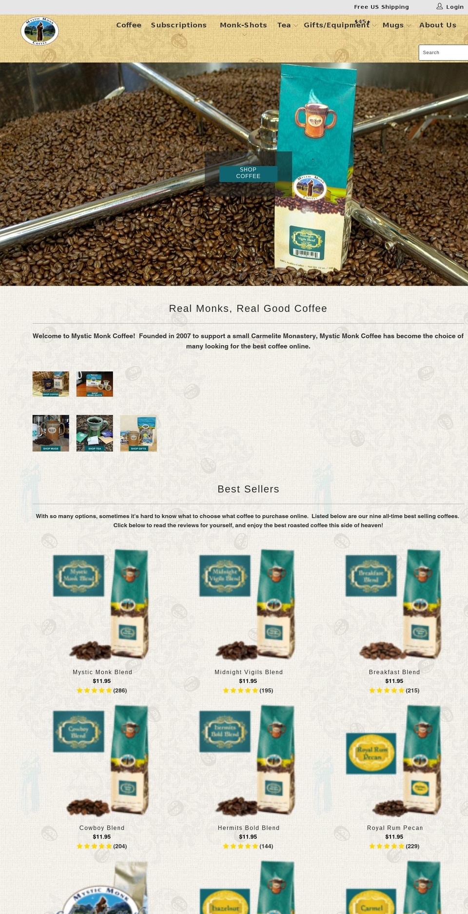 coffeemonks.org shopify website screenshot