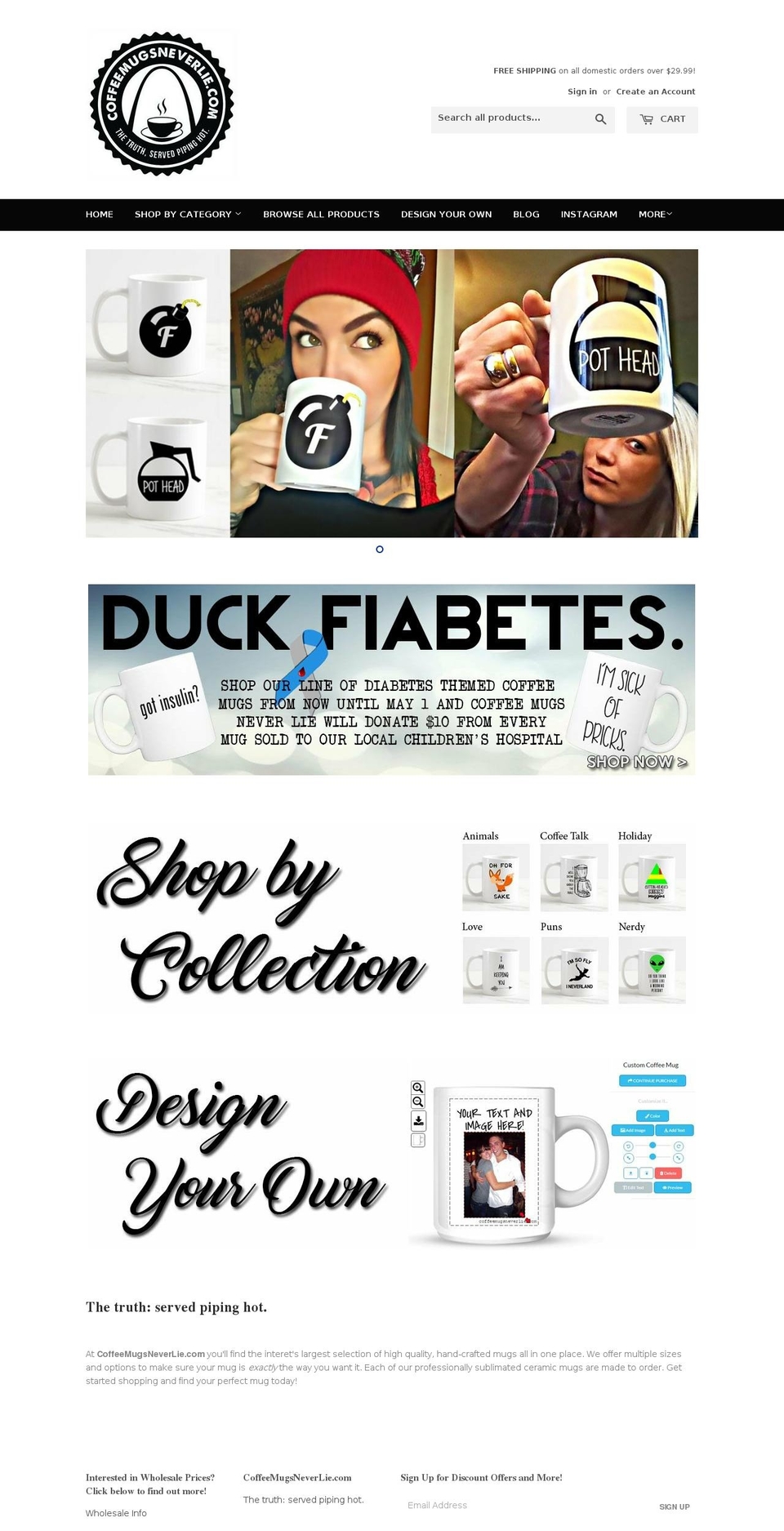 coffeemugsneverlie.com shopify website screenshot