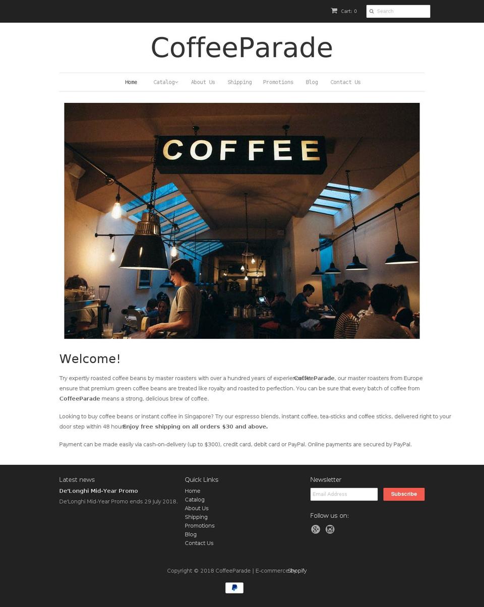 coffeeparade.com — Shopify storefront screenshot