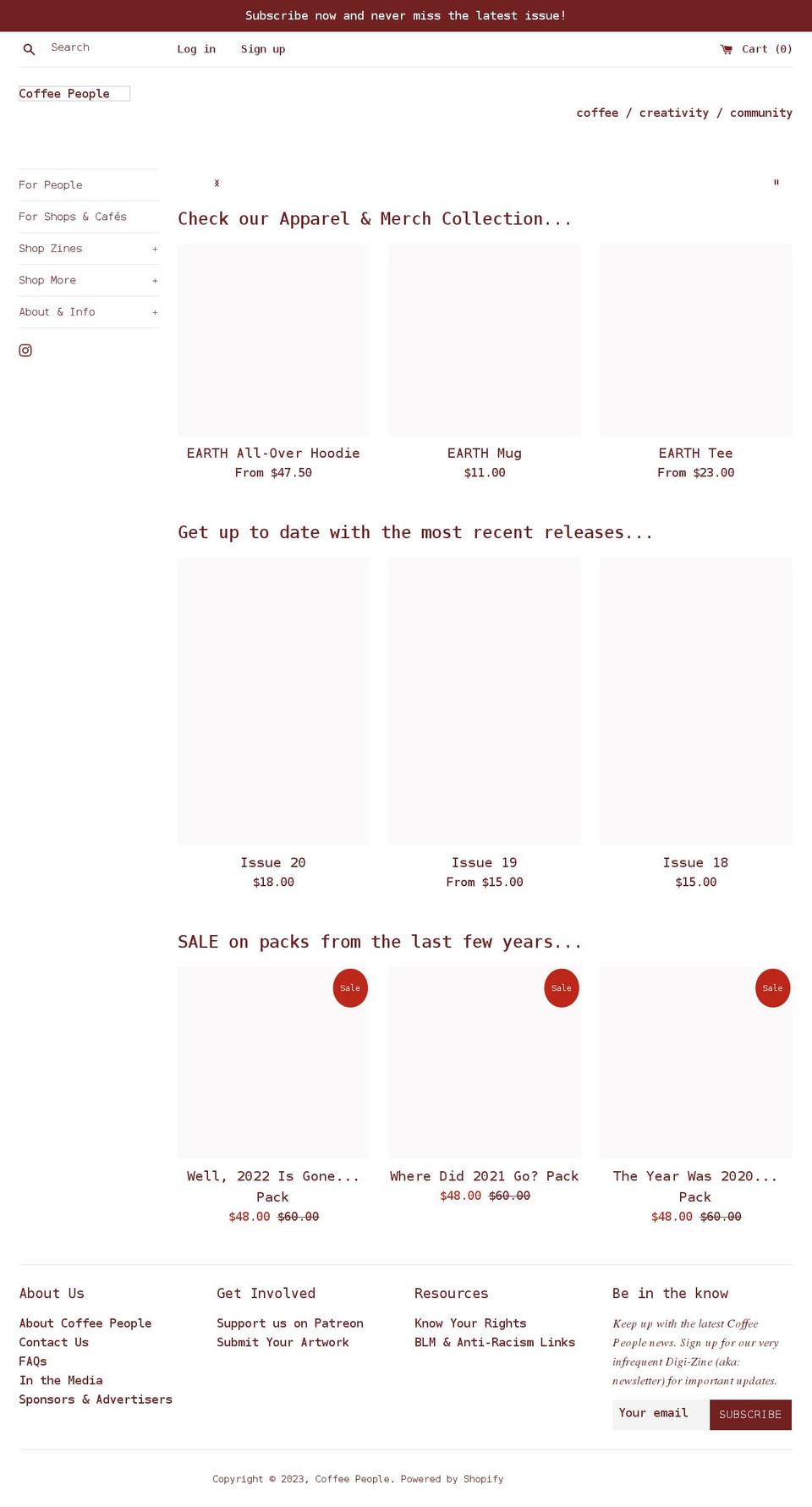 coffeepeople.org shopify website screenshot