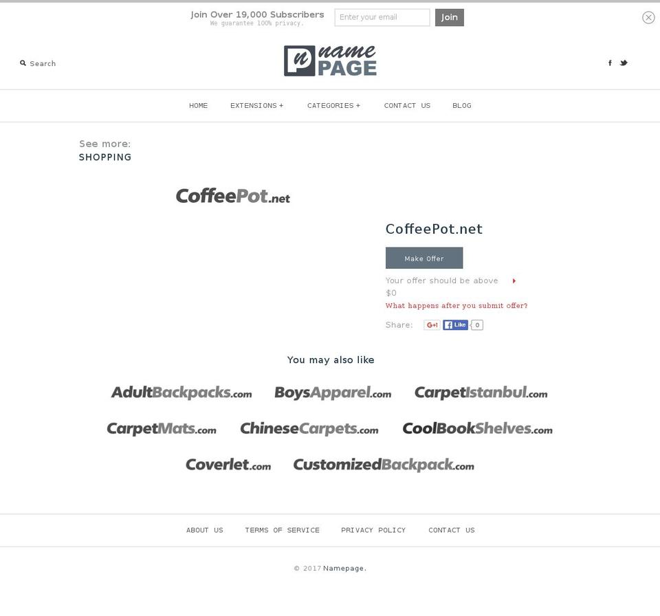 coffeepot.net shopify website screenshot