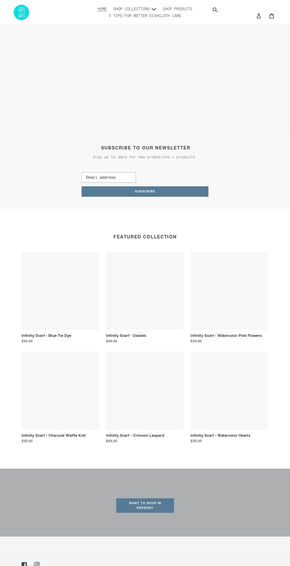 coffeepotsandpolkadots.ca shopify website screenshot