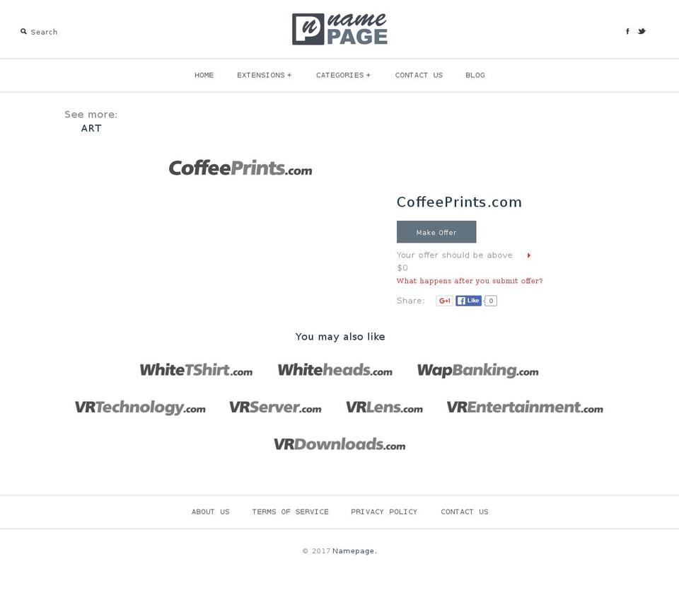 coffeeprints.com shopify website screenshot