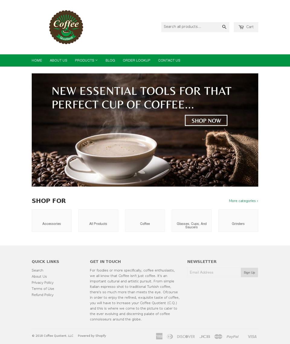 coffeequotient.com — Shopify storefront screenshot