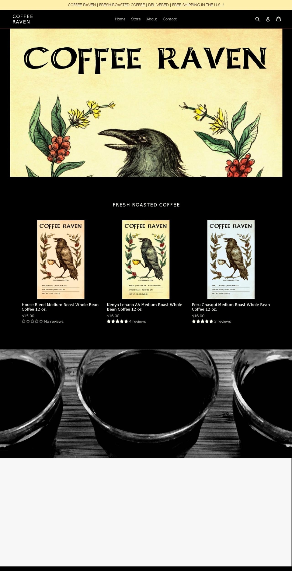 coffeeraven.com — Shopify storefront screenshot