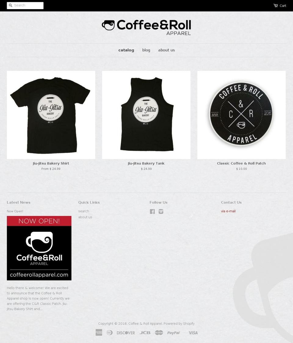 coffeerollapparel.com — Shopify storefront screenshot
