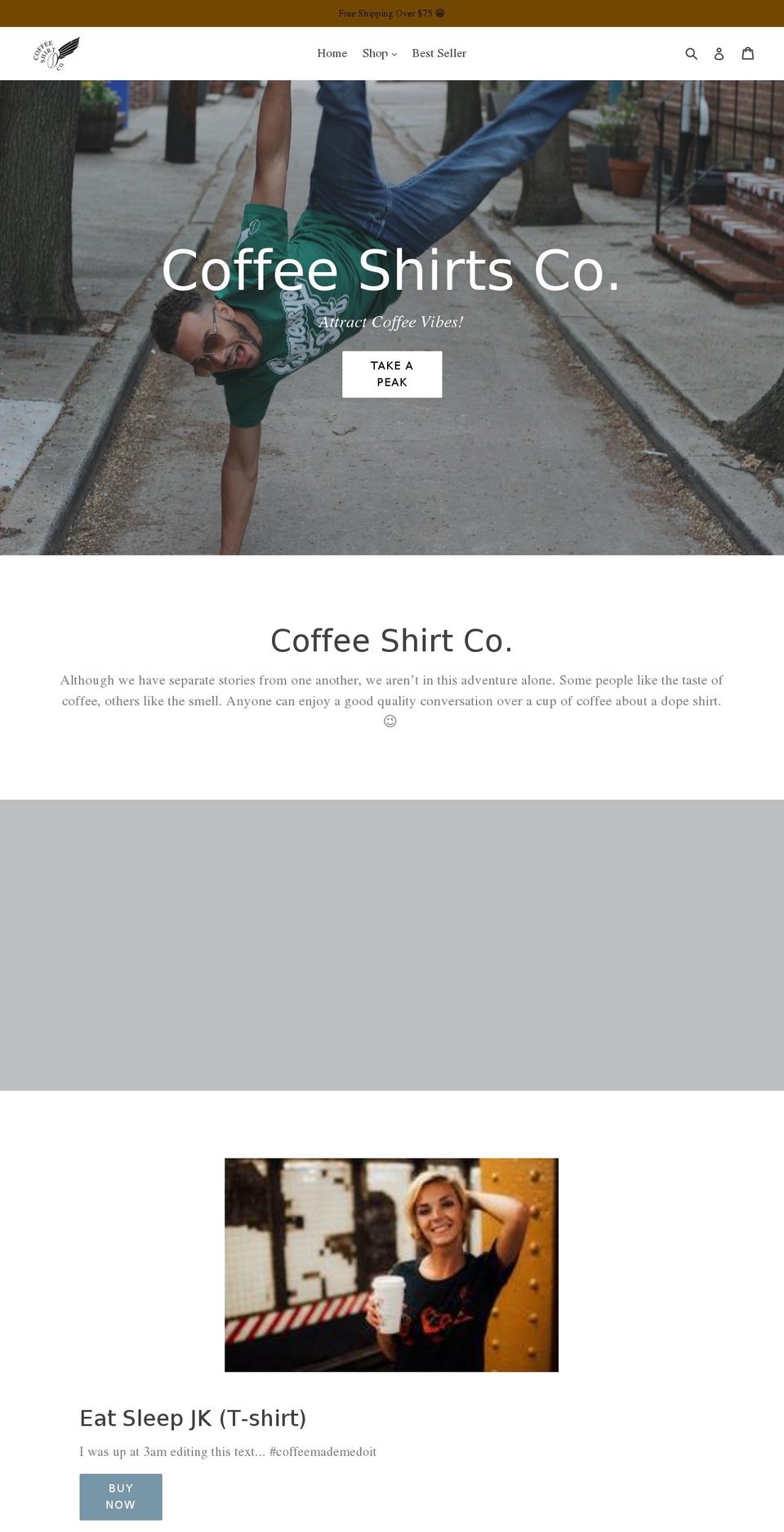 coffeeshirtco.com — Shopify storefront screenshot