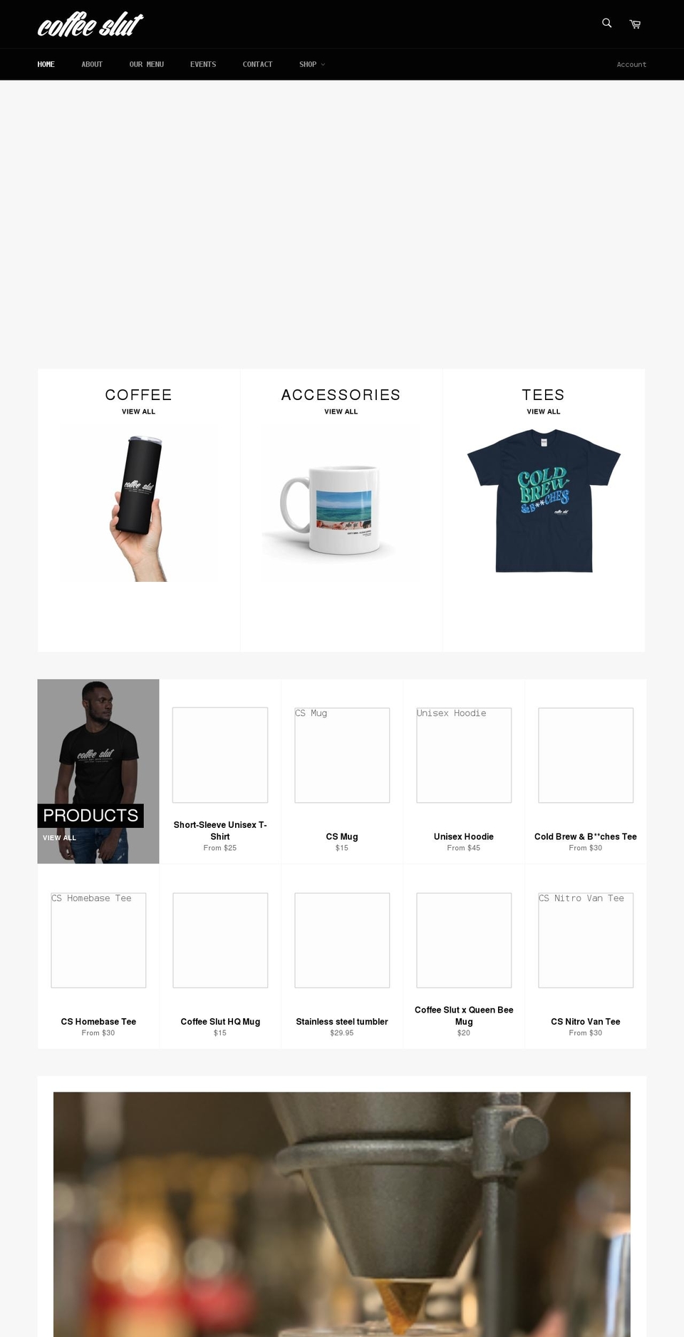 coffeeslut.co shopify website screenshot