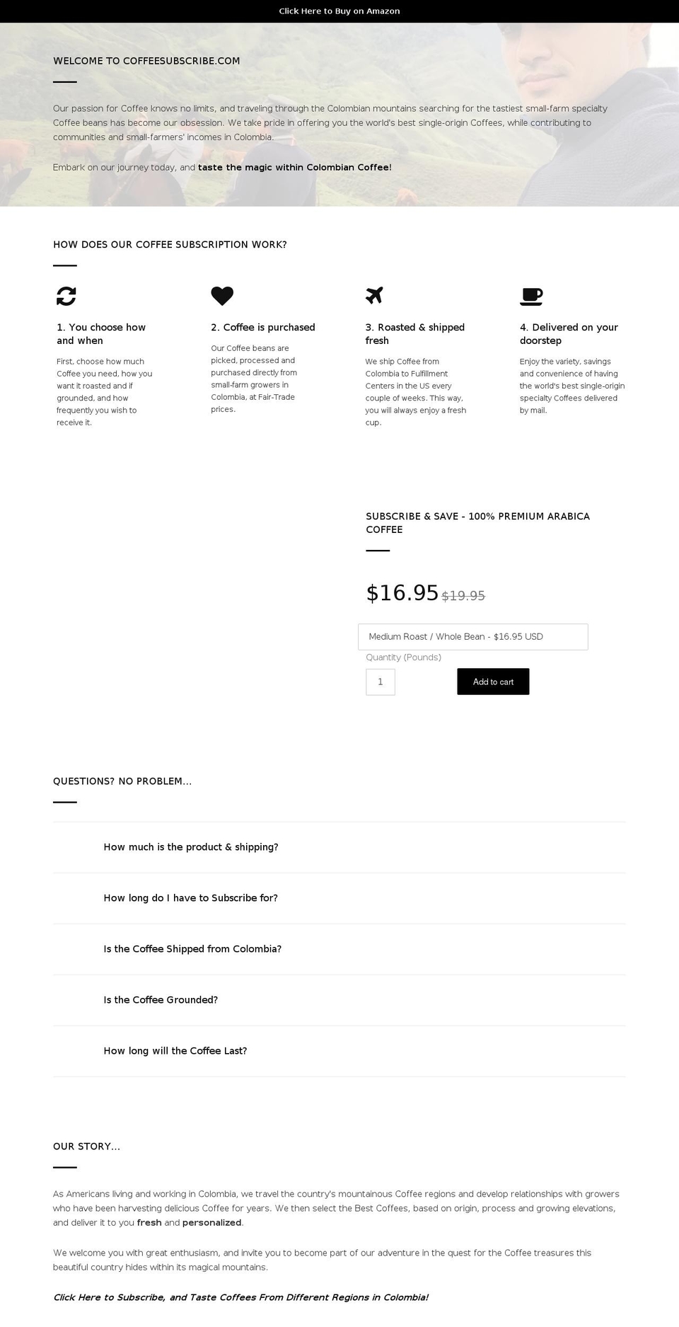 coffeesubscribe.com — Shopify storefront screenshot