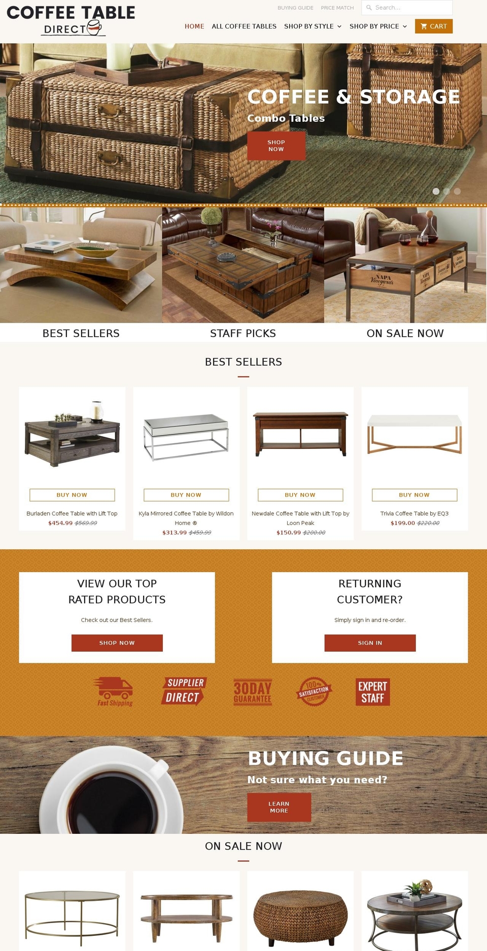 Premium Design Shopify theme site example coffeetabledirect.com