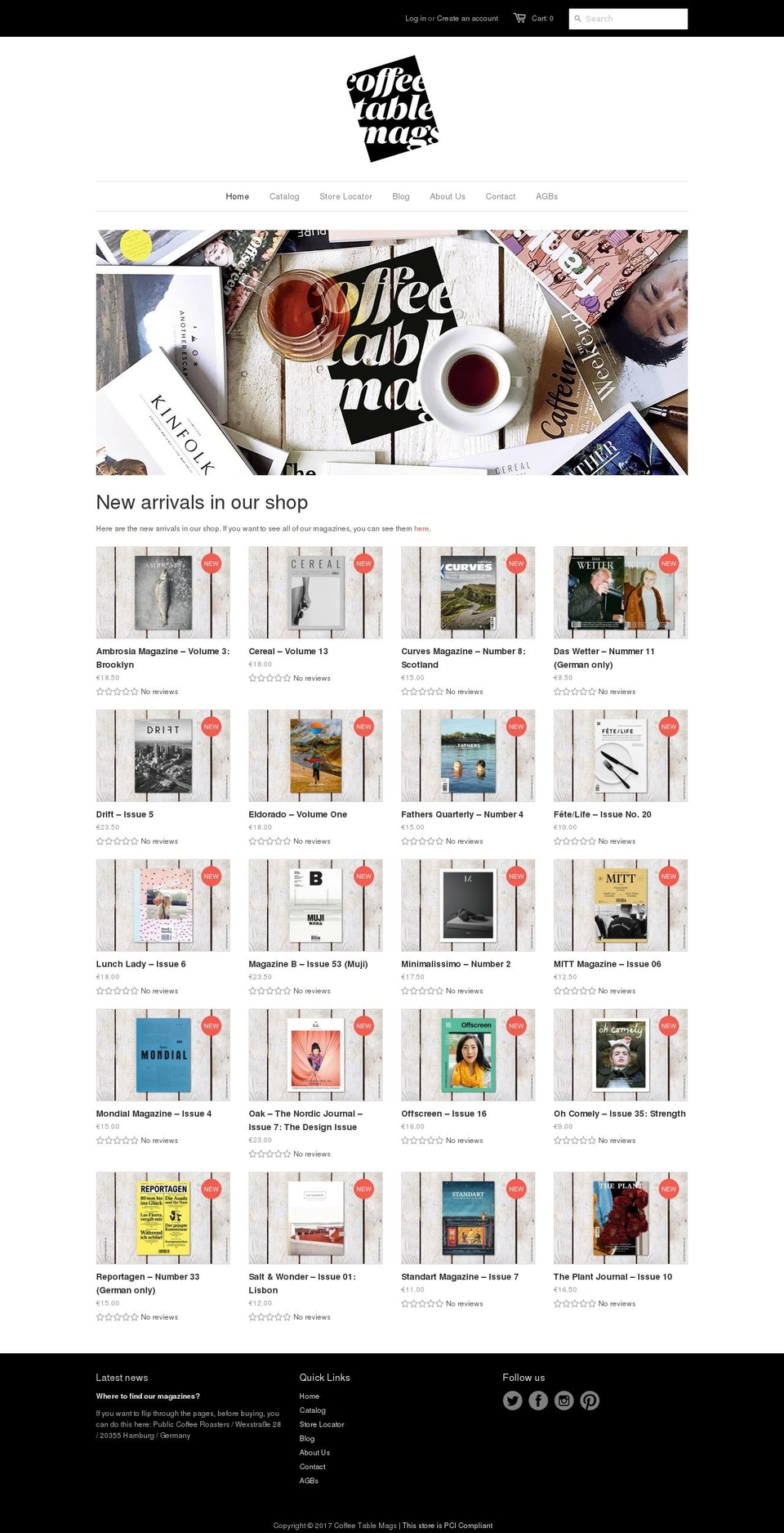 coffeetablemags.com shopify website screenshot