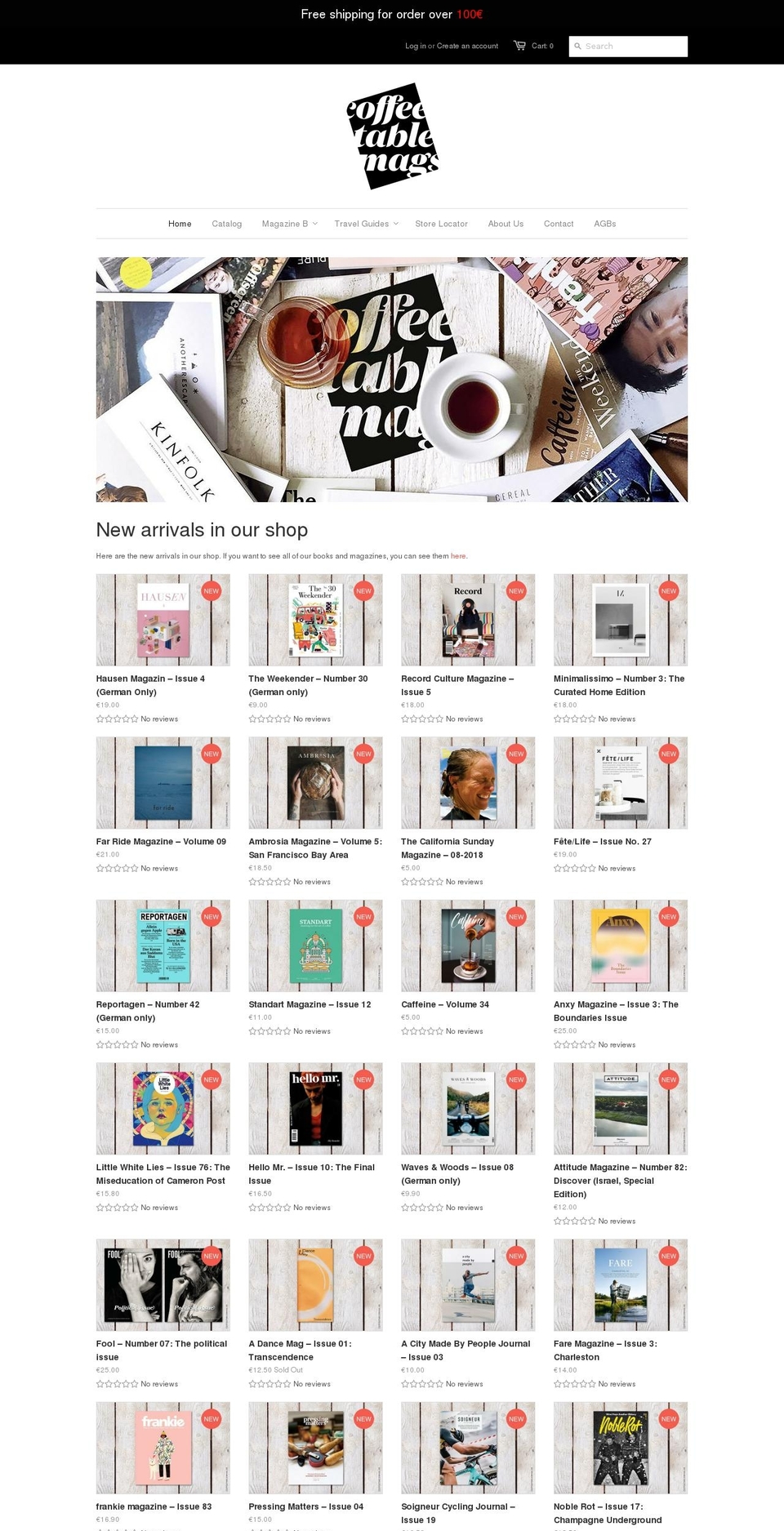 coffeetablemags.de shopify website screenshot