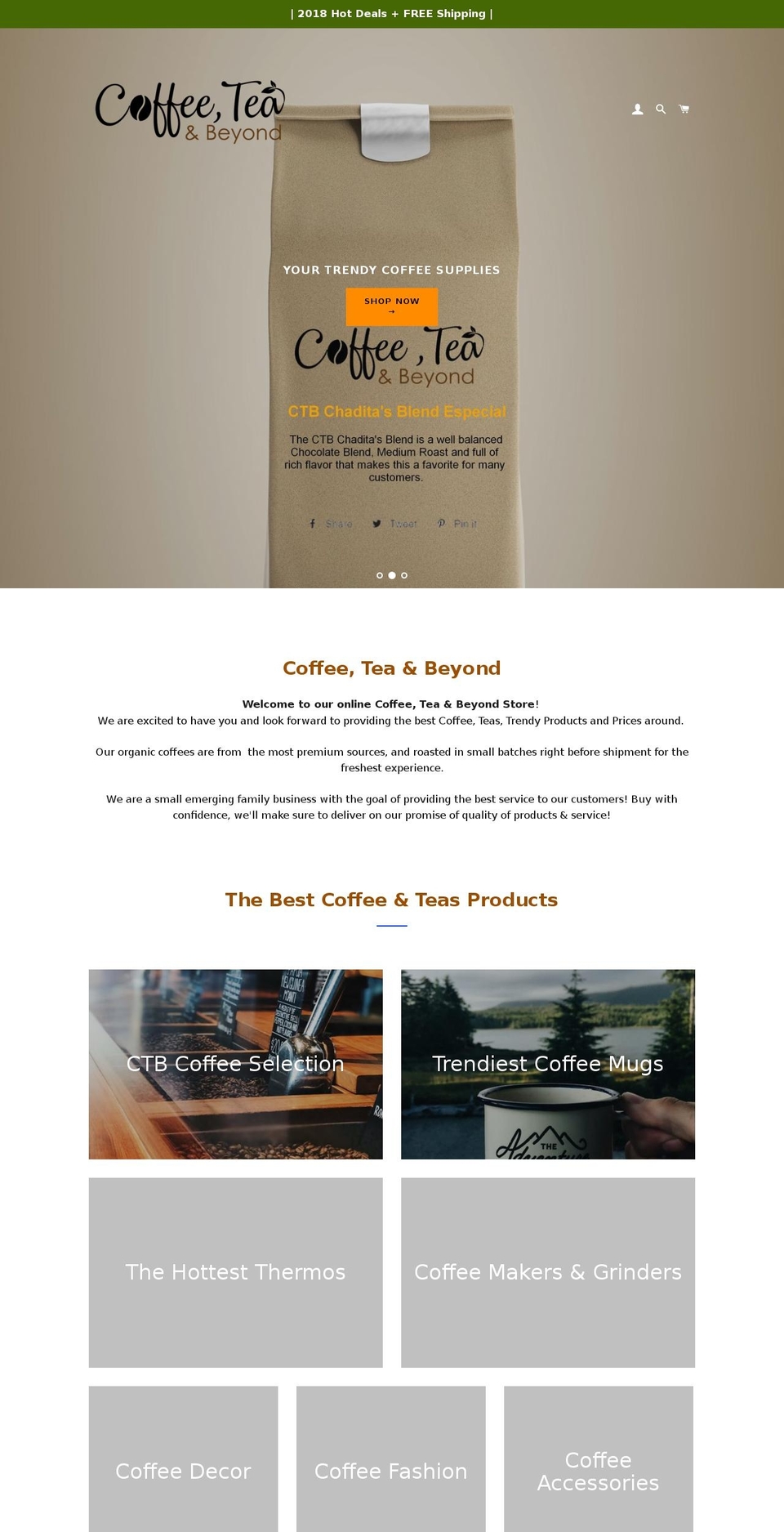 coffeeteaandbeyond.com — Shopify storefront screenshot