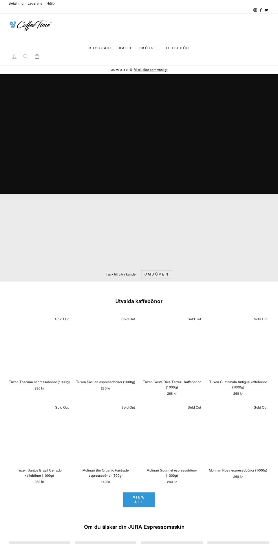 coffeetime.se shopify website screenshot