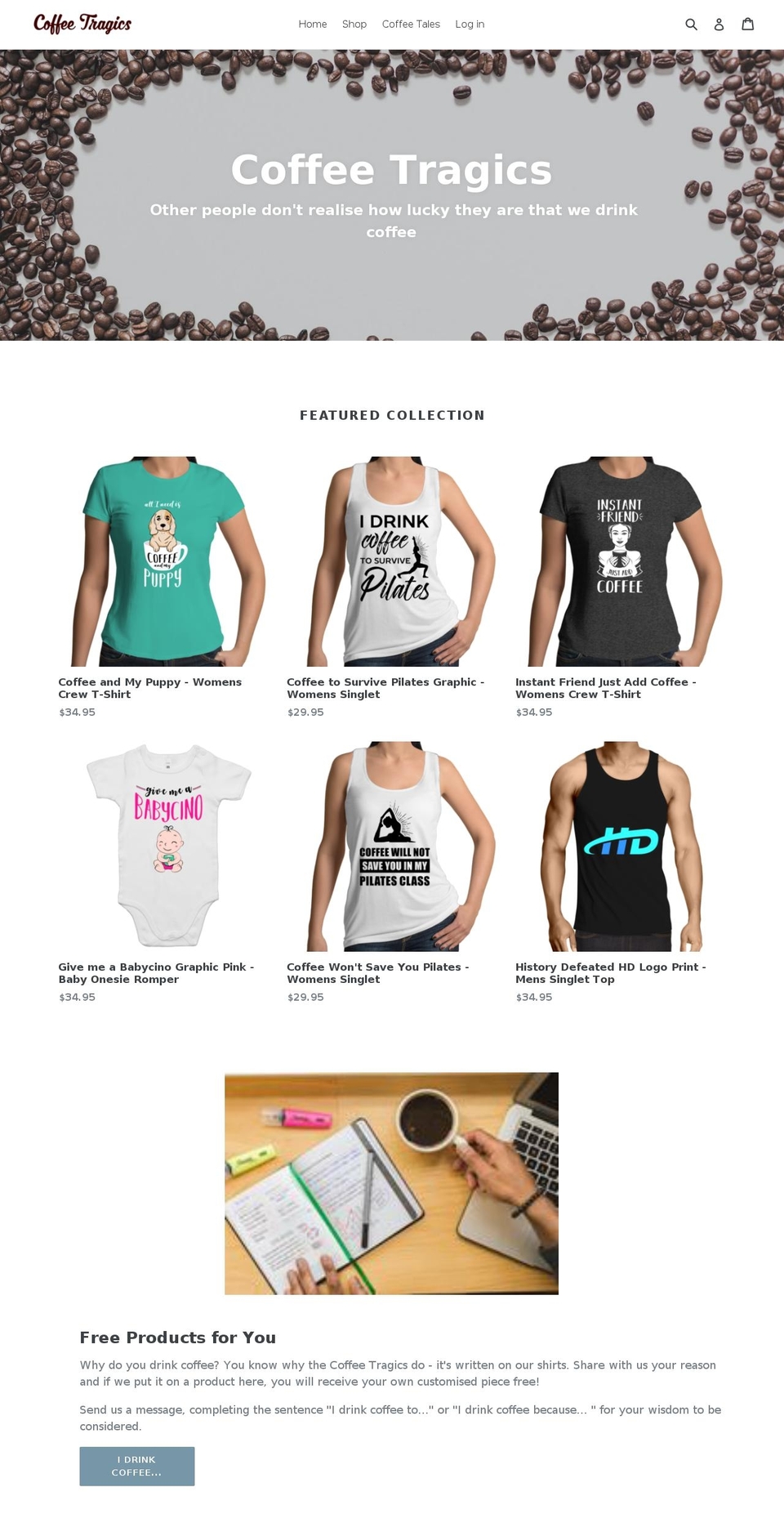 coffeetragics.com — Shopify storefront screenshot